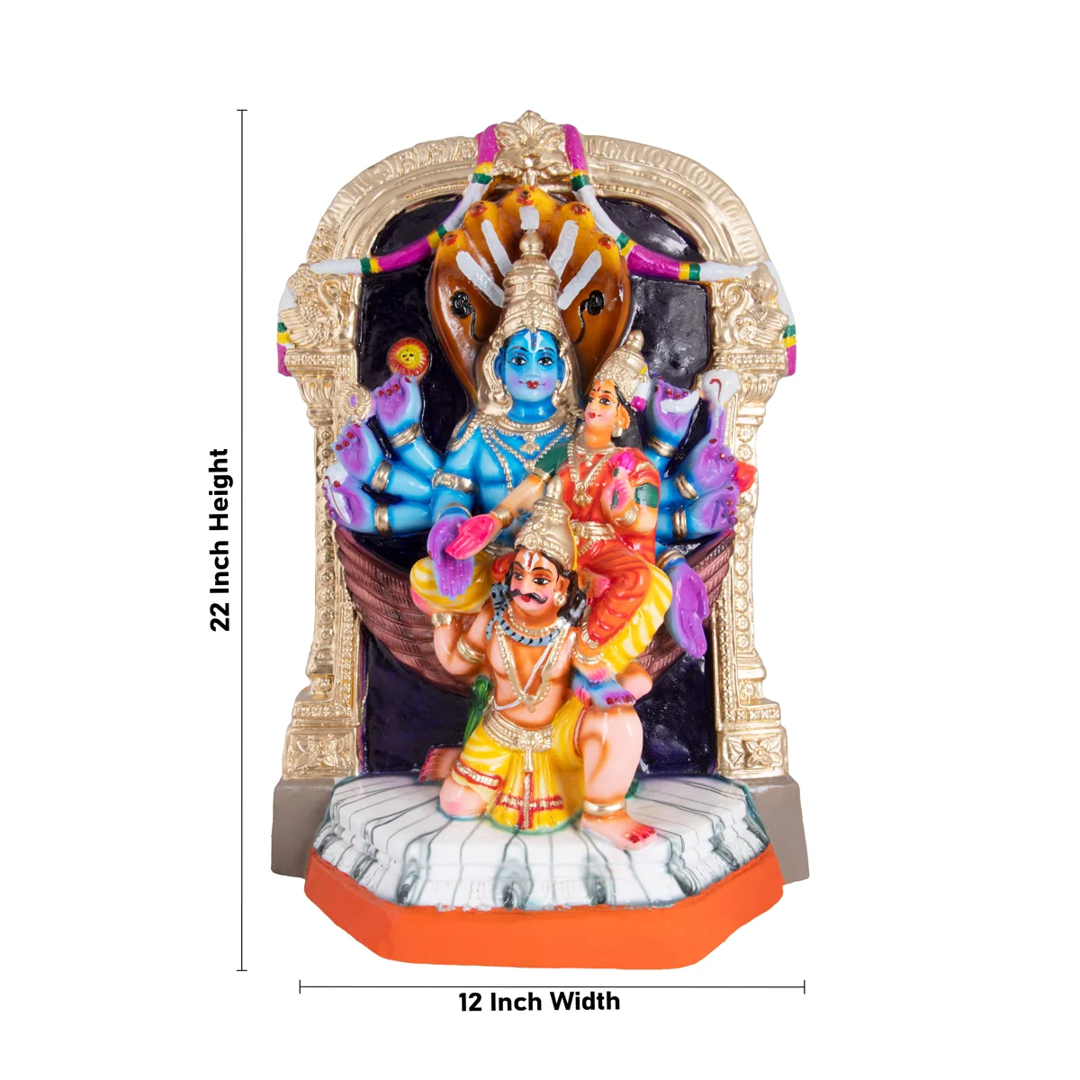 Ashtabhuja Lakshmi Narayanan Paper Mache Golu Bommai - 22 x 12 Inches | Giri Golu Doll/ Navaratri Golu Bomma - Image 2
