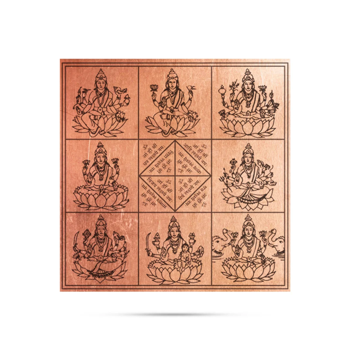 Ashtalakshmi Yantra - 4 x 4 Inches | Sanskrit/ Ashtalaxmi Yantra/ Copper Yantra for Pooja - Image 2