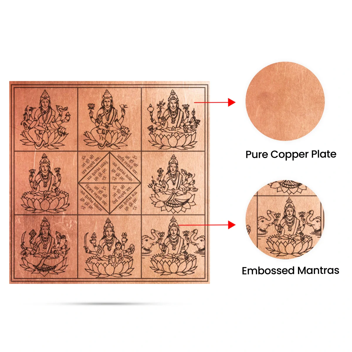 Ashtalakshmi Yantra - 4 x 4 Inches | Sanskrit/ Ashtalaxmi Yantra/ Copper Yantra for Pooja - Image 3