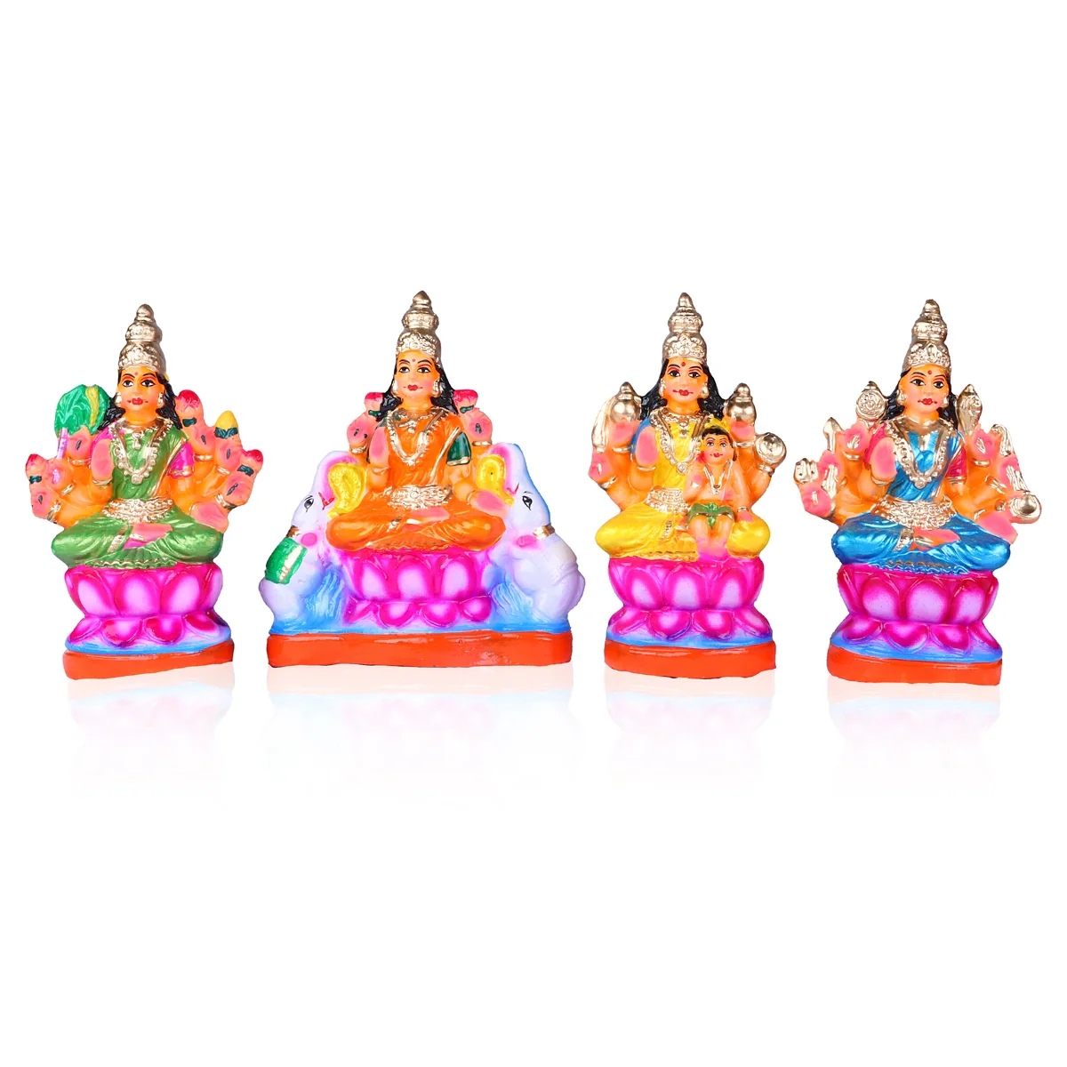 Ashtalakshmi Clay Golu Bommai Set - 9 x 7 Inches | Giri Golu Doll/ Navaratri Golu Bomma/Gombe/Bommai - Image 7