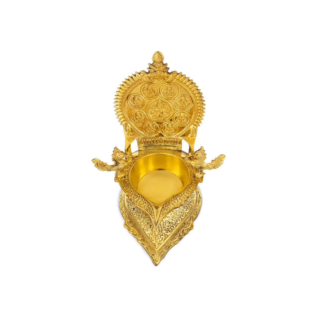 Ashtalakshmi Design Kamakshi Deepam - 7.5 x 4.5 Inches | Gold Polish Kamatchi Vilakku/ Brass Lamp for Pooja - Image 5