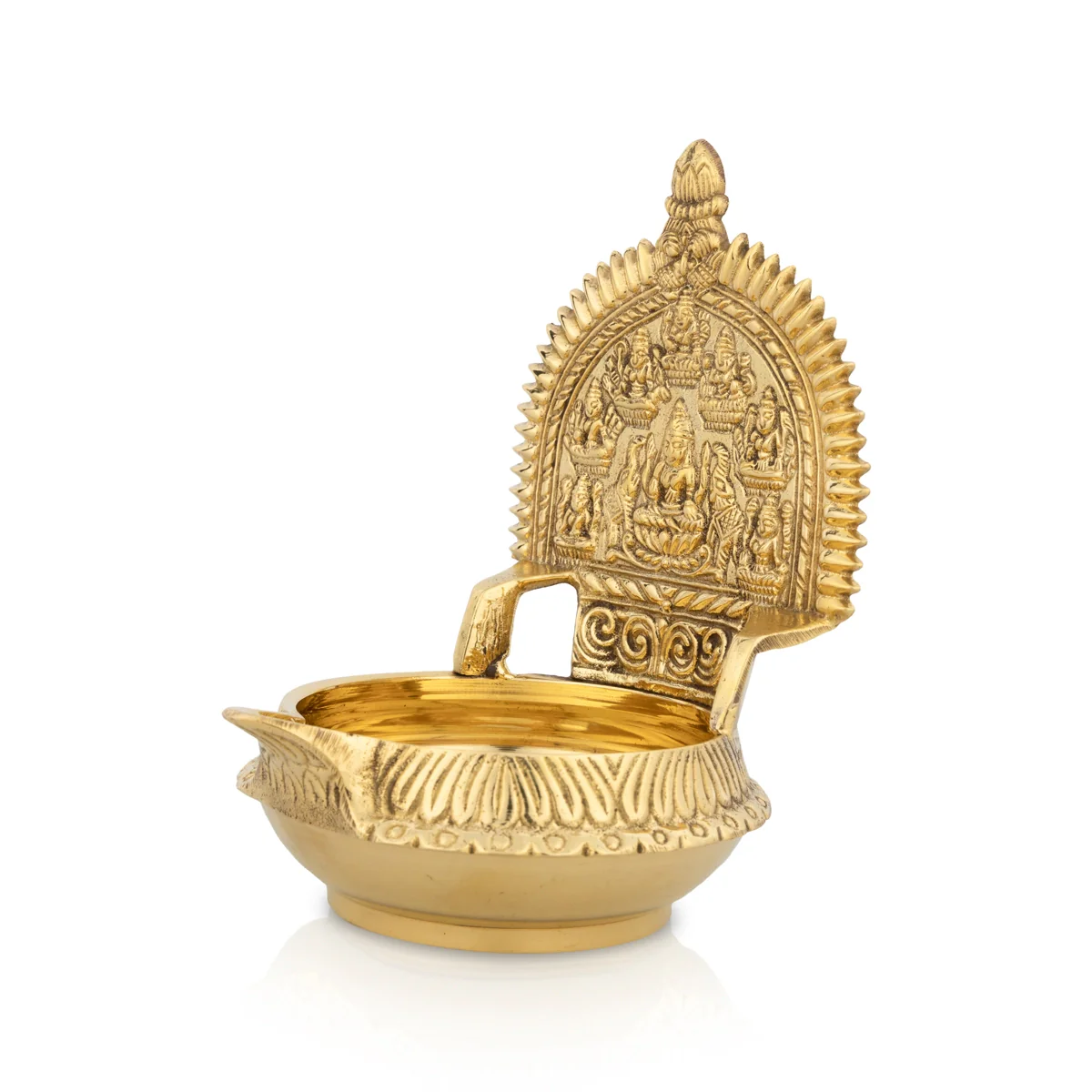 Ashtalakshmi Design Kubera Vilakku - 5.5 x 4 Inches | Kuber Laxmi Kamakshi Deepam/ Brass Lamp for Pooja - Image 4