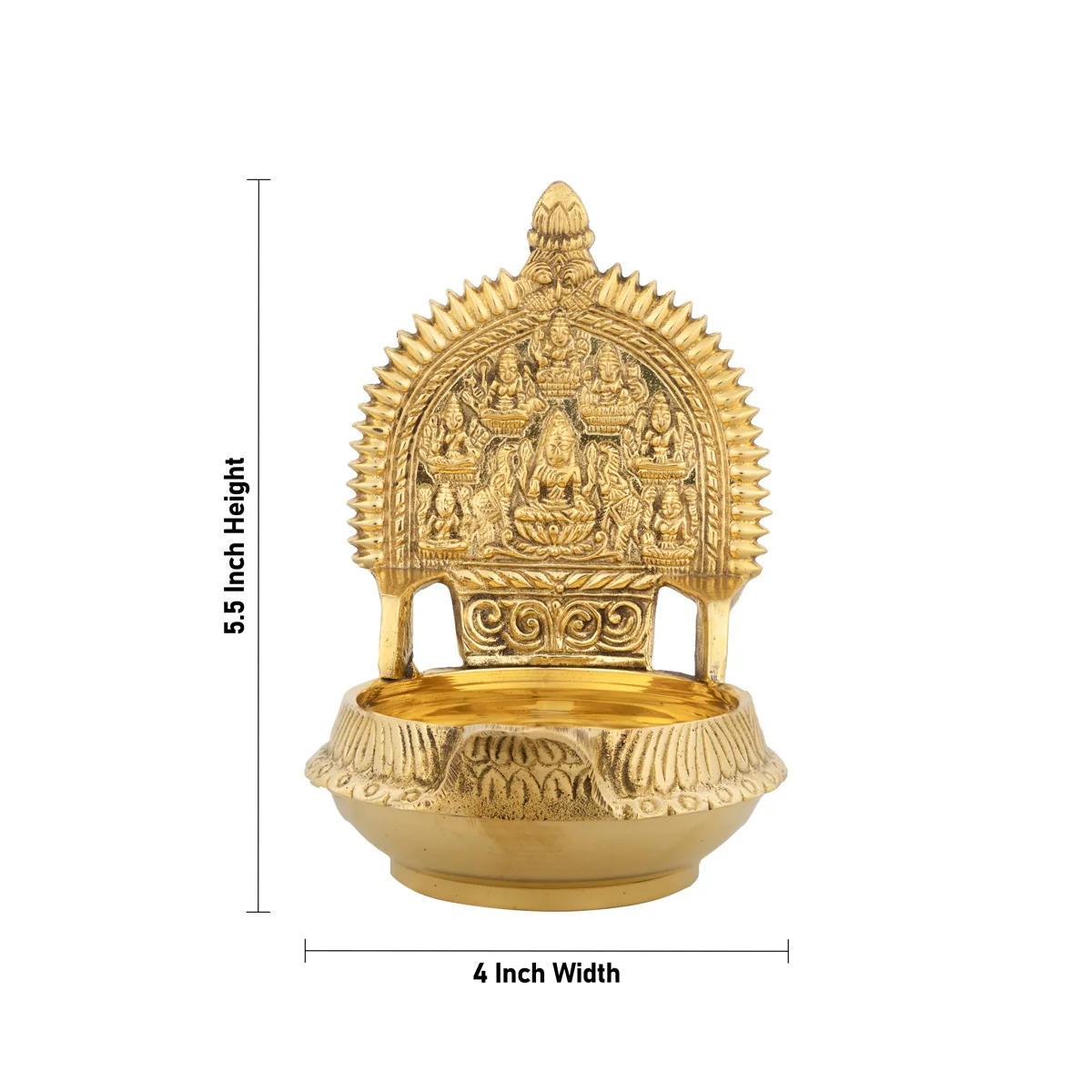 Ashtalakshmi Design Kubera Vilakku - 5.5 x 4 Inches | Kuber Laxmi Kamakshi Deepam/ Brass Lamp for Pooja - Image 5