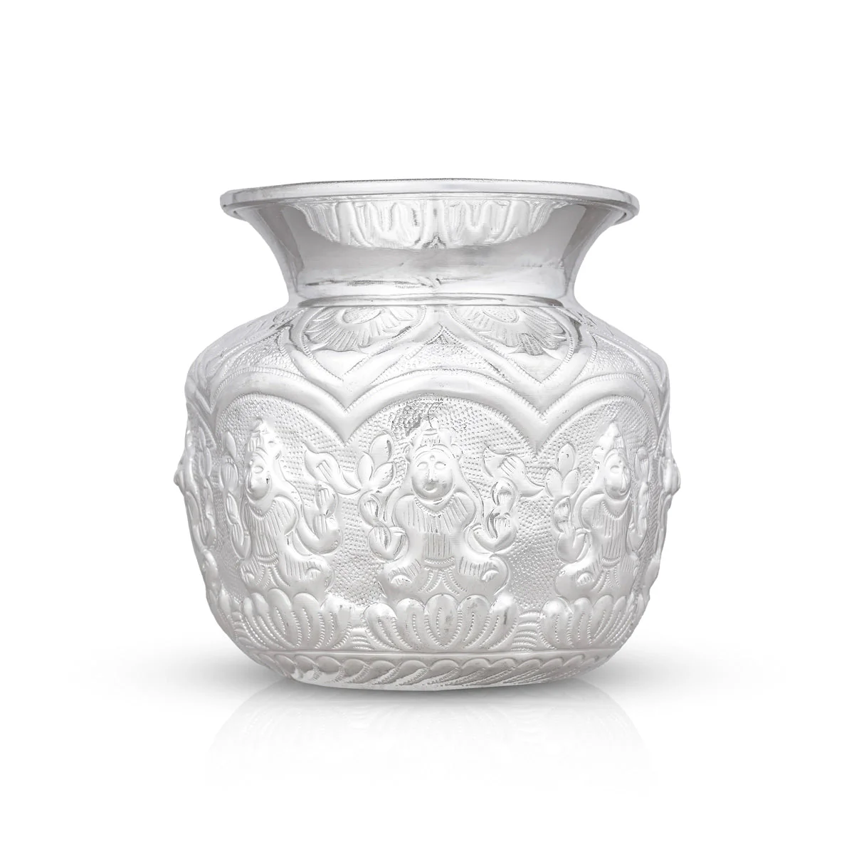 Ashtalakshmi Design Lota - 5.5 x 4.5 Inches | White Metal Chombu/ Kalash/ Pooja Pot for Home - Image 2