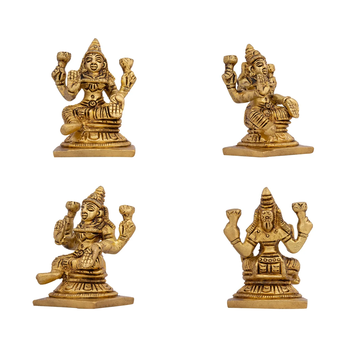 AshtaLakshmi Idol Set - 2.5 x 2 Inches | Antique Brass Idol/ 8 Pcs/ Laxmi Murti for Worship & Pooja - Image 3