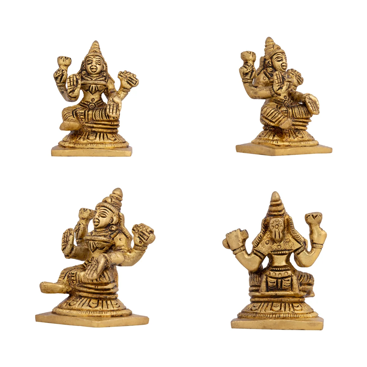 AshtaLakshmi Idol Set - 2.5 x 2 Inches | Antique Brass Idol/ 8 Pcs/ Laxmi Murti for Worship & Pooja - Image 4