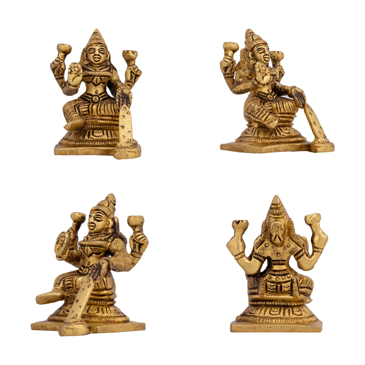 AshtaLakshmi Idol Set - 2.5 x 2 Inches | Antique Brass Idol/ 8 Pcs/ Laxmi Murti for Worship & Pooja - Image 8