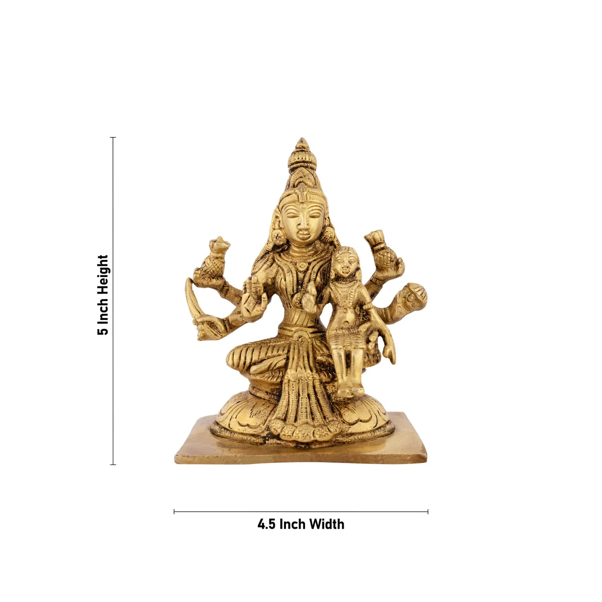 Ashtalakshmi Idol With Base Set - 5 x 4.5 Inches | Sitting Ashtalaxmi Murti/ Antique Brass Idol for Pooja - Image 10