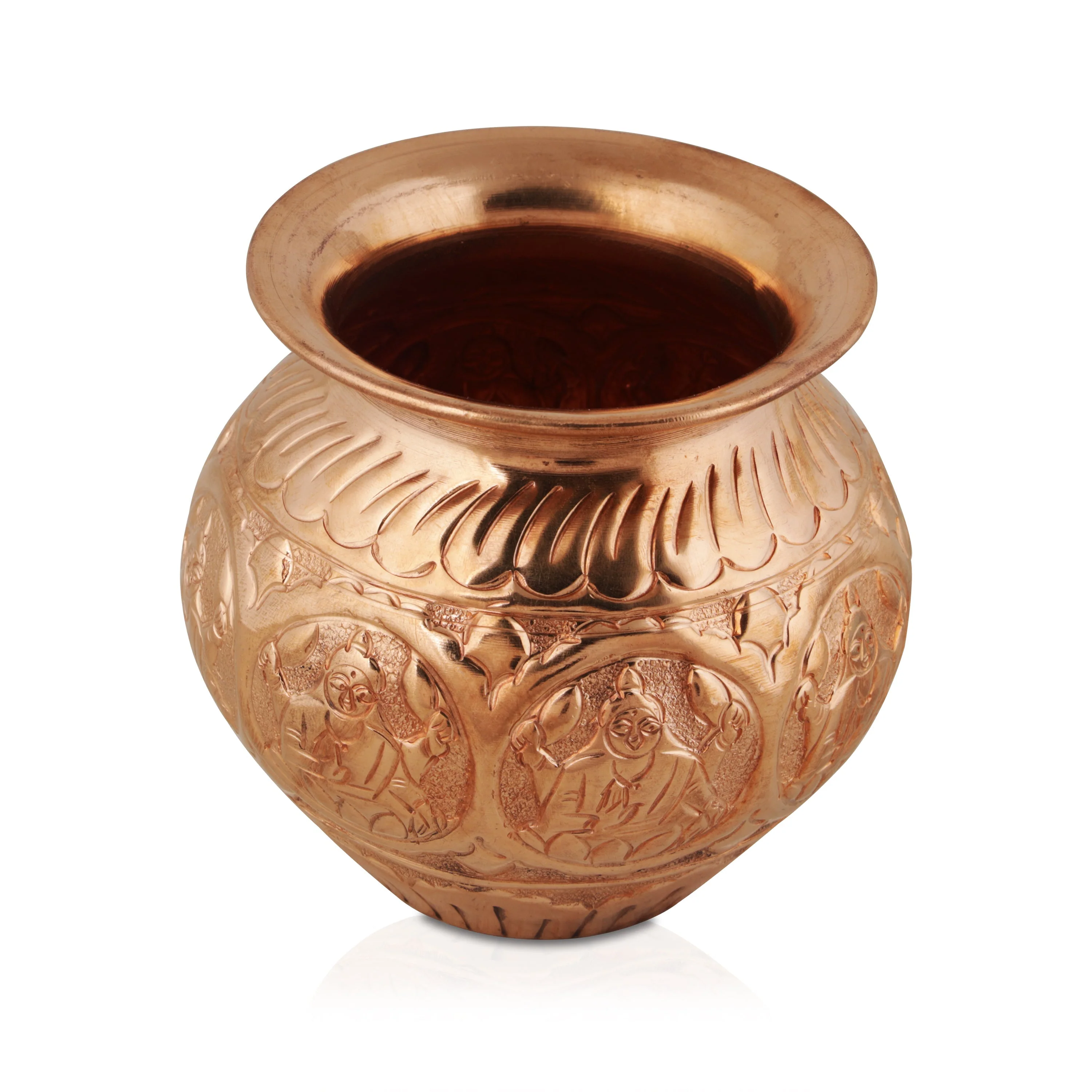 Copper Lota - 4.5 x 3.75 Inches | Ashtalakshmi Chombu/ Copper Kalash for Pooja - Image 3