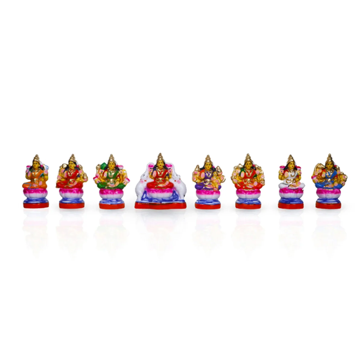 Ashtalakshmi Clay Golu Bommai Set - 6 x 5.5 Inches | Giri Golu Doll/ Navaratri Golu Bomma/Gombe/Bommai