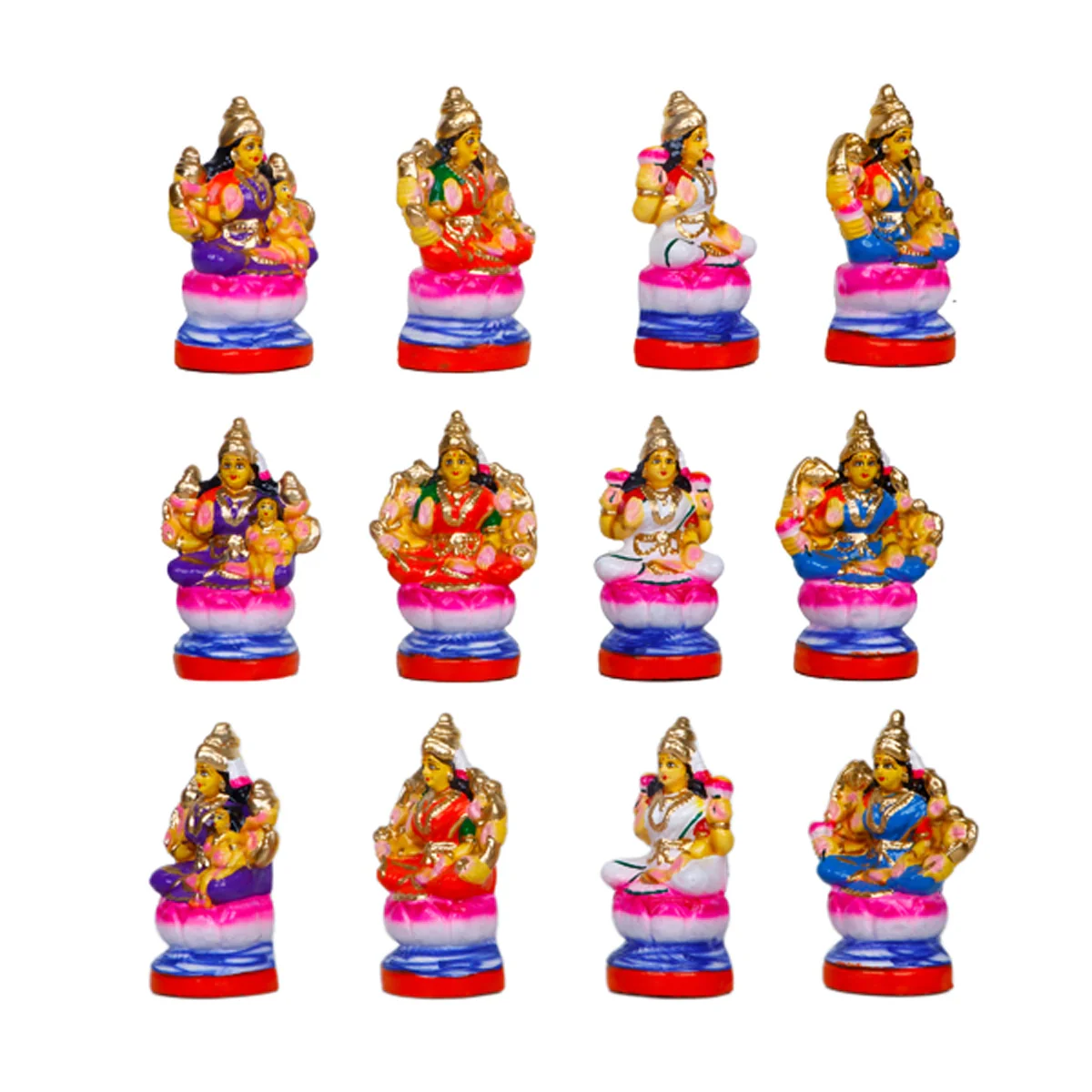 Ashtalakshmi Clay Golu Bommai Set - 6 x 5.5 Inches | Giri Golu Doll/ Navaratri Golu Bomma/Gombe/Bommai - Image 2