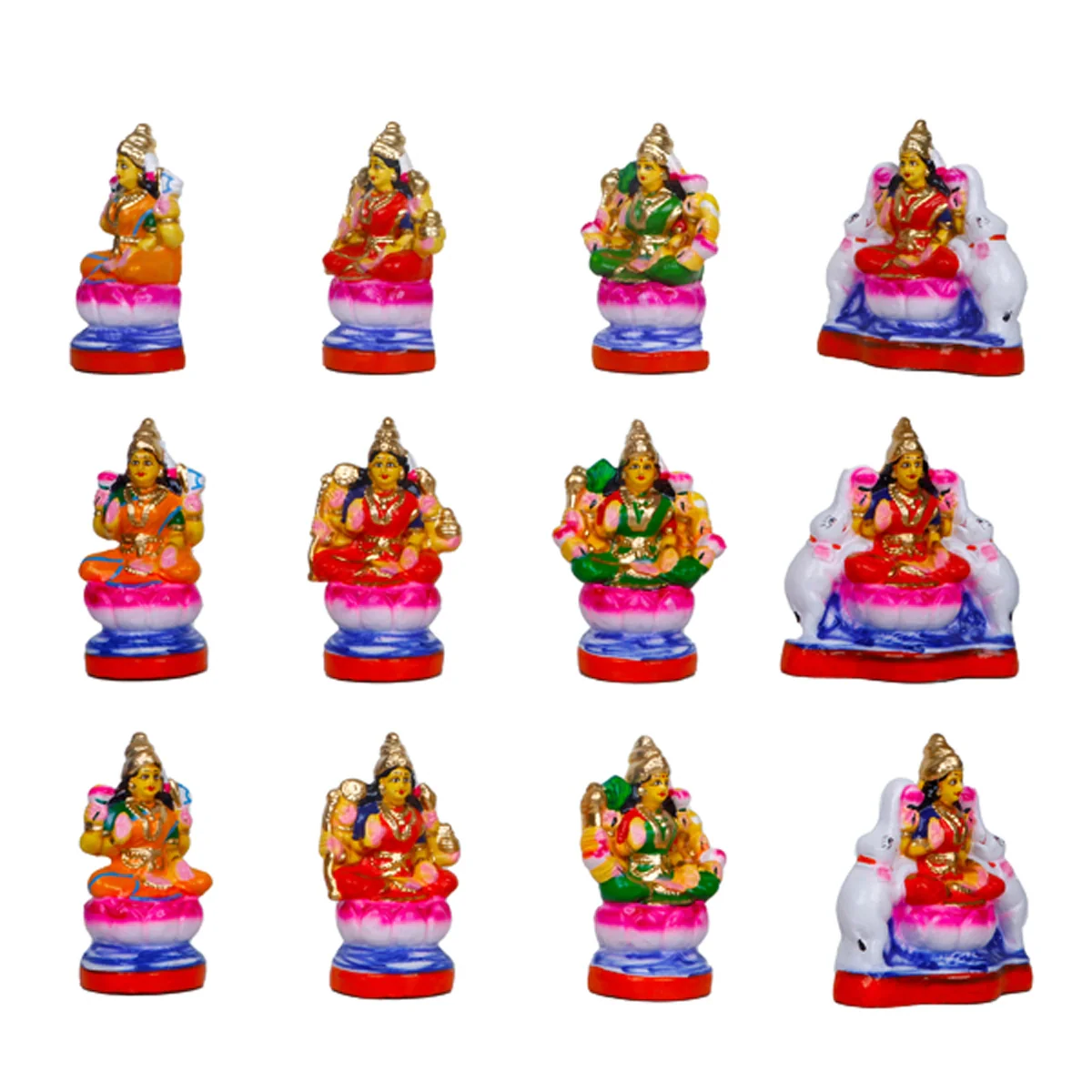 Ashtalakshmi Clay Golu Bommai Set - 6 x 5.5 Inches | Giri Golu Doll/ Navaratri Golu Bomma/Gombe/Bommai - Image 3