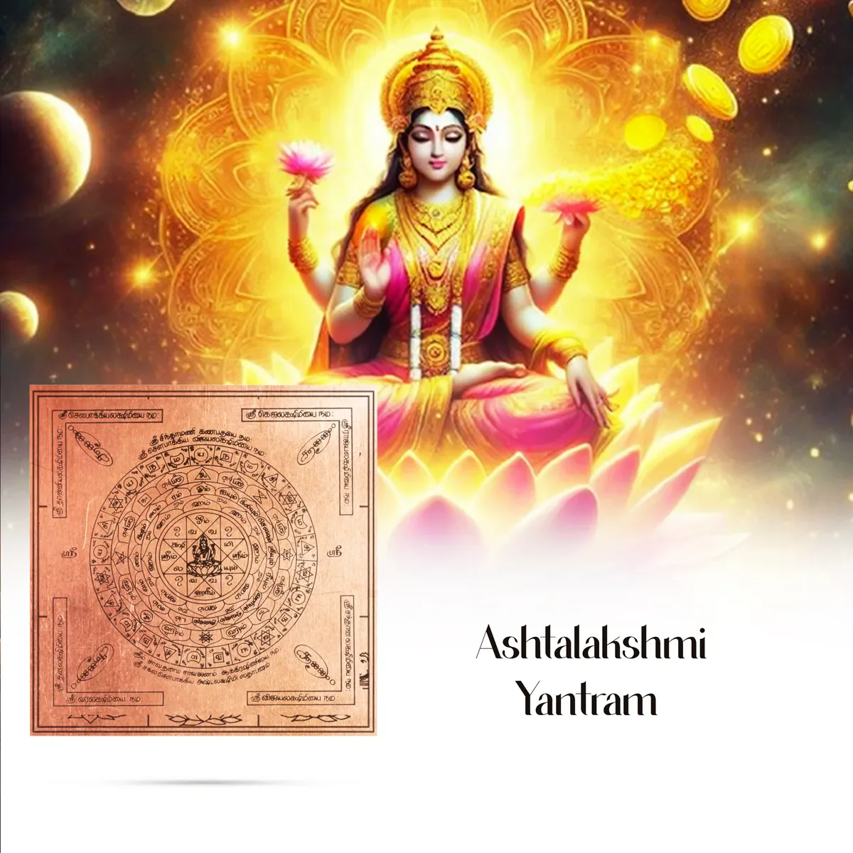 Ashtalakshmi Yantra - 3 X 3 Inches | Copper Yantra/ Tamil Ashtalaxmi Yantra For Attracting Wealth & Prosperity - Image 3