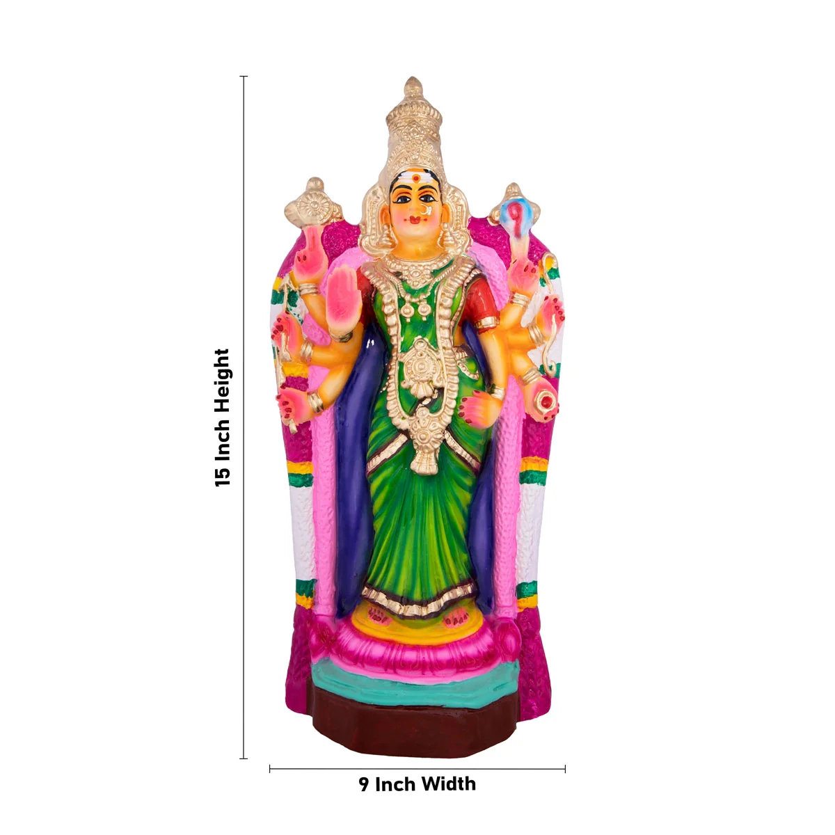Ashtabhuja Durgai Paper Mache Golu Bommai - 15 x 9 Inches | Giri Golu Doll/ Navaratri Golu Bomma/Gombe/Bommai - Image 4