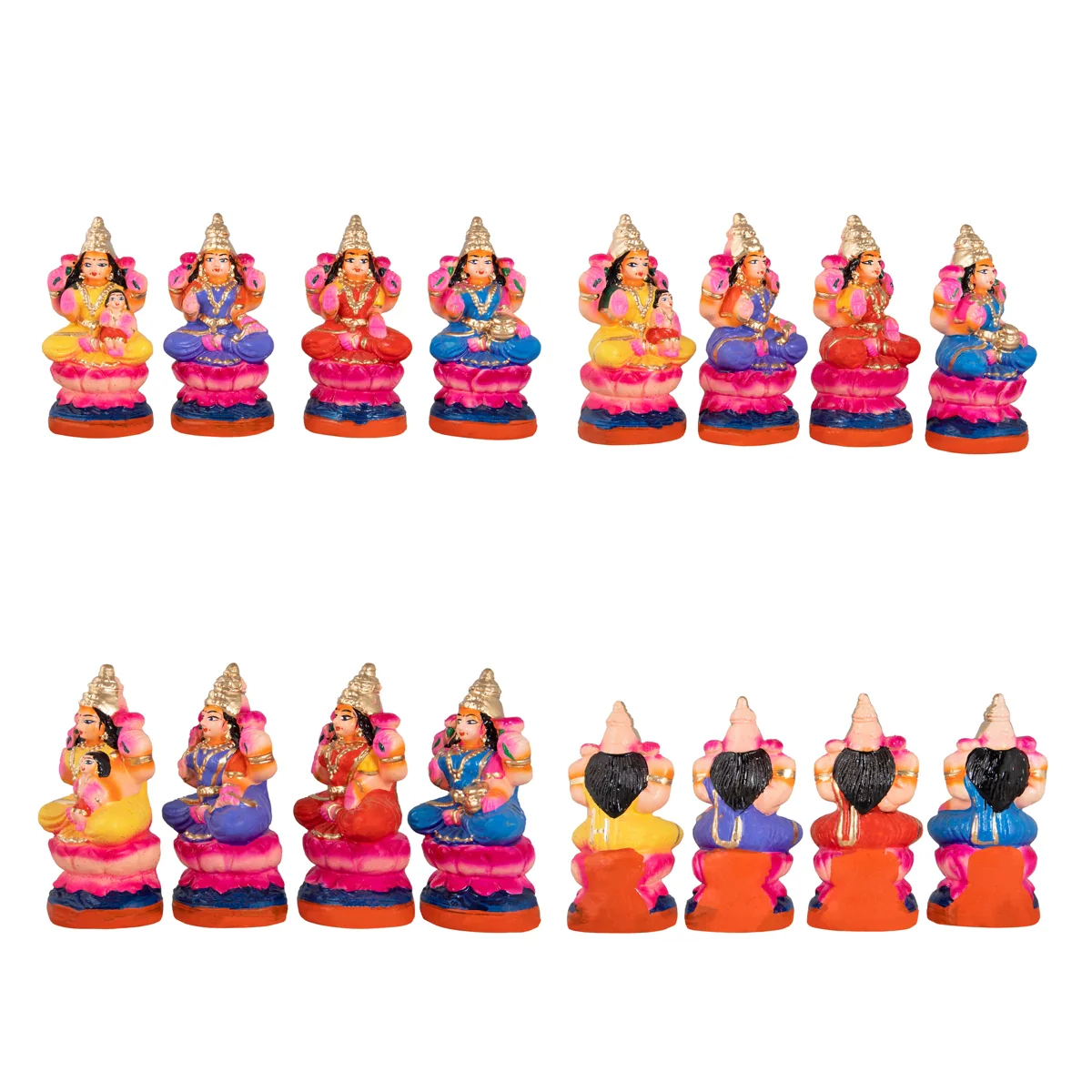 Ashtalakshmi Clay Golu Bommai Set - 6 x 3 Inches | Giri Golu Doll/ Navaratri Golu Bomma/Gombe/Bommai - Image 5