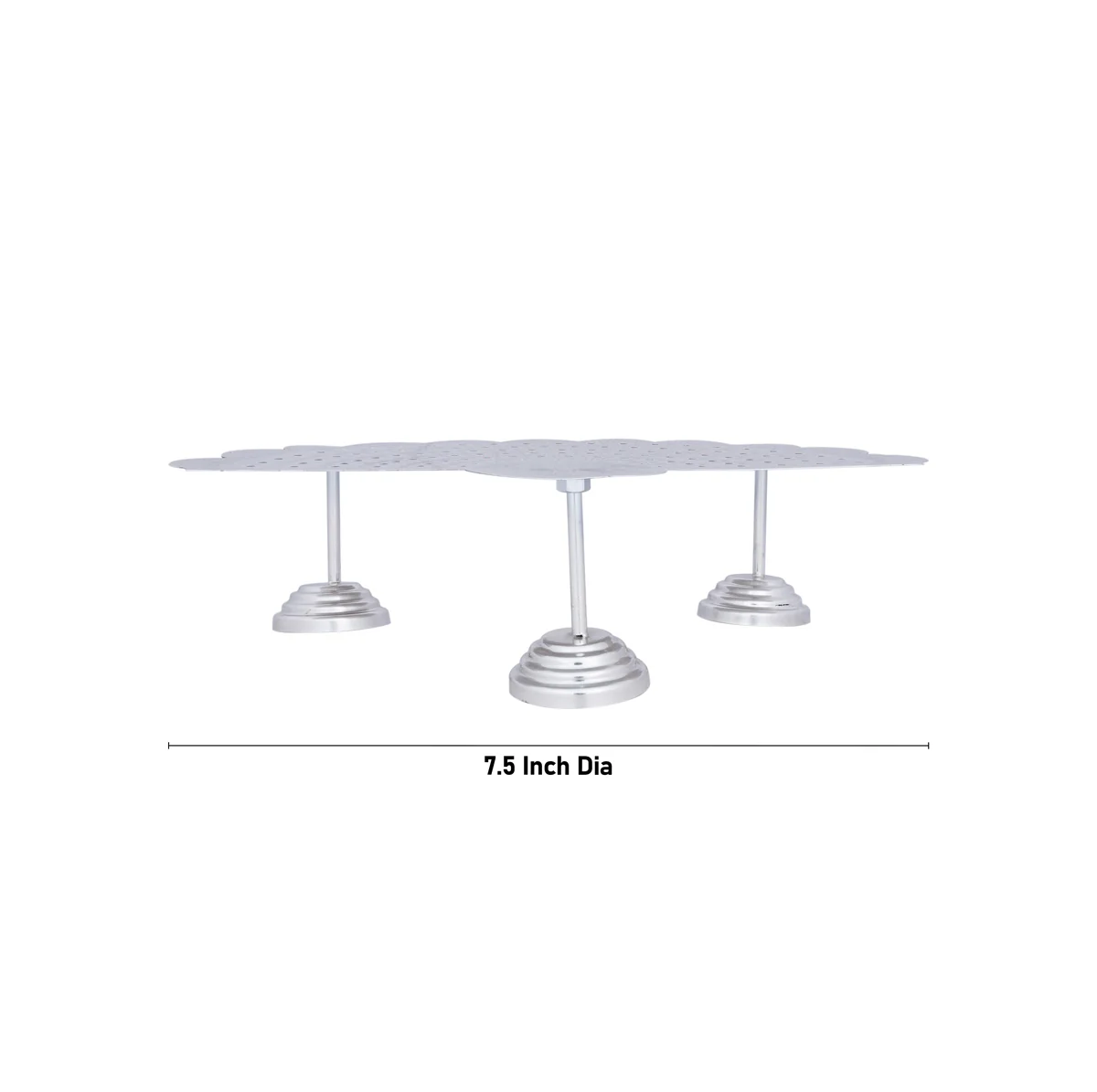 Astothara Flower Plate - 3X12X7.5 Inches | White Metal Ashtottaram Flower Stand/108 Hole Pooja Stand For Rituals - Image 5