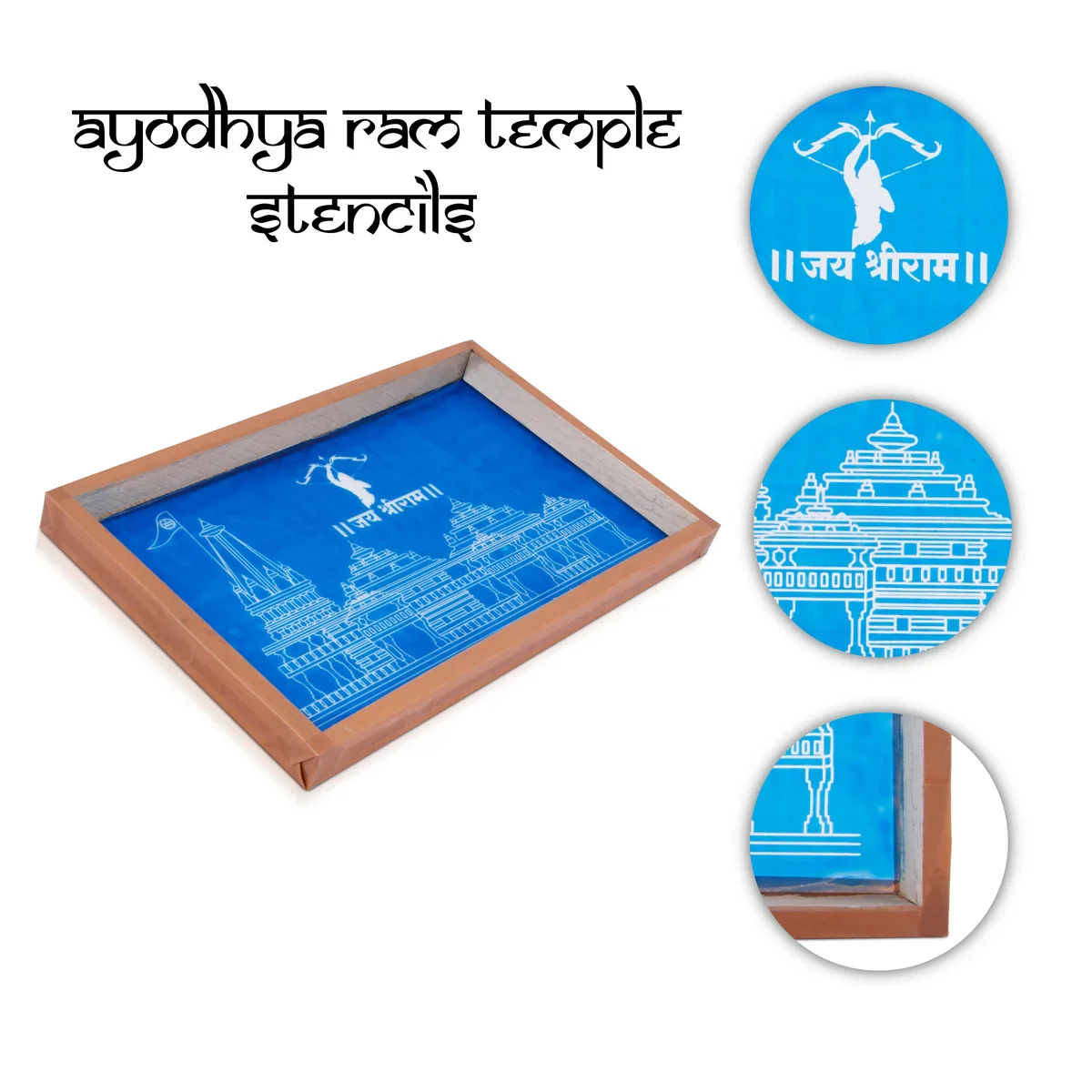Ayodhya Ram Temple Stencil - 11 x 7 Inches | Kolam Stencil/ Rangoli Kolam Stencil for Pooja Room Decor - Image 3