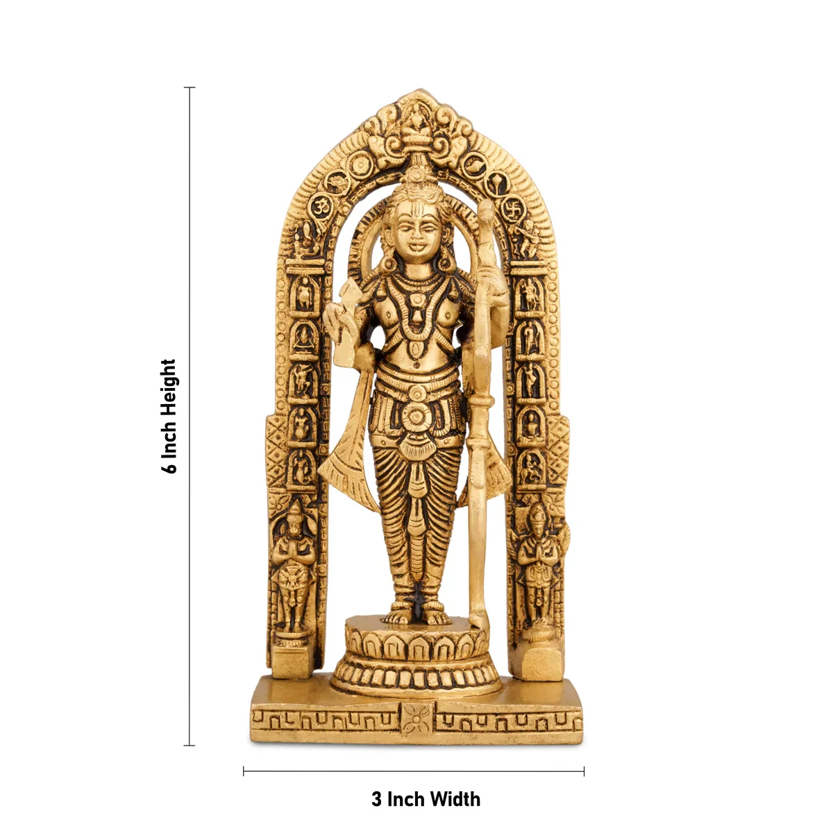 Ayodhya Rama Idol - 6 x 3 Inches | Antique Brass Idol/ Ayodhya Ramar Statue for Pooja/ 670 Gms Approx - Image 5