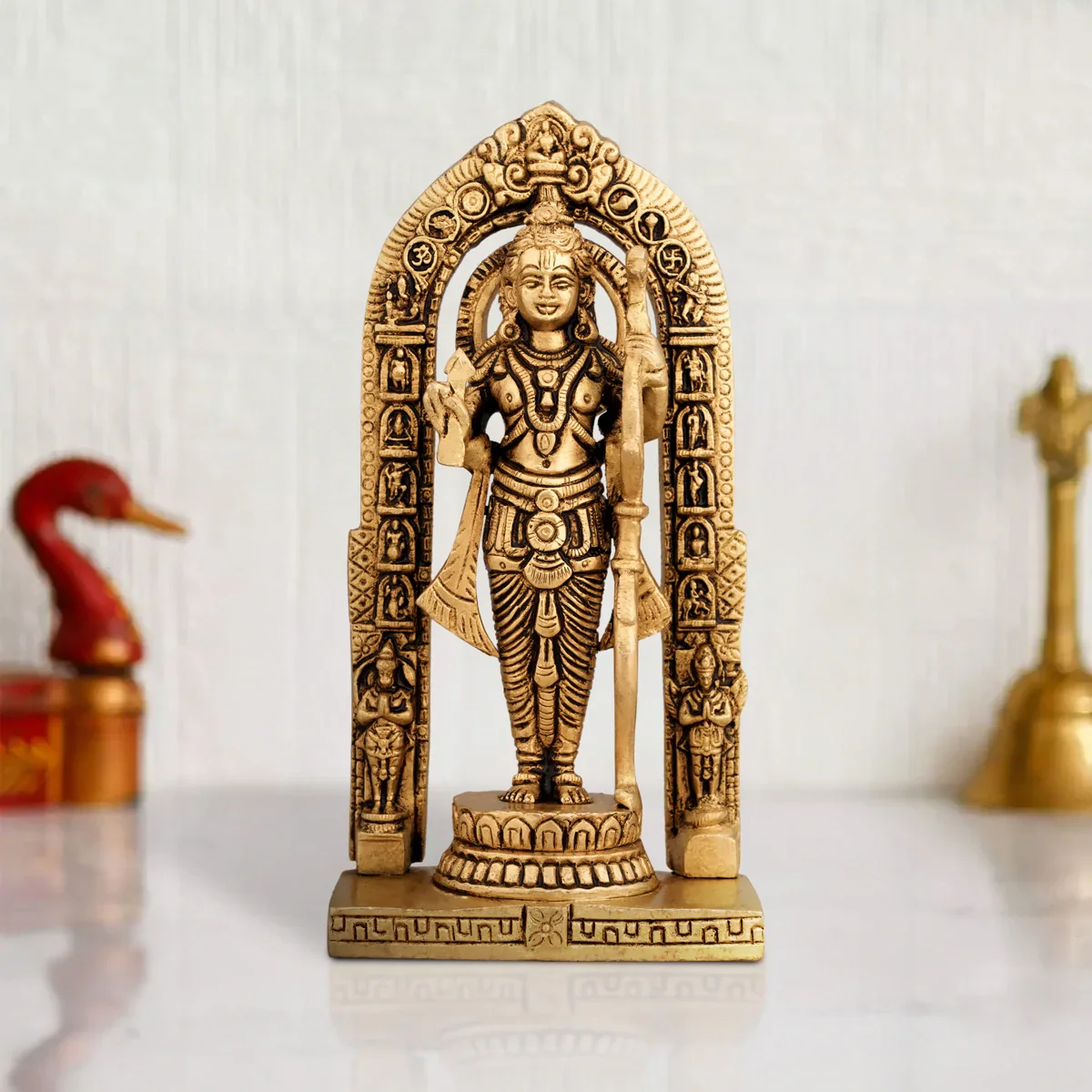 Ayodhya Rama Idol - 6 x 3 Inches | Antique Brass Idol/ Ayodhya Ramar Statue for Pooja/ 670 Gms Approx - Image 6