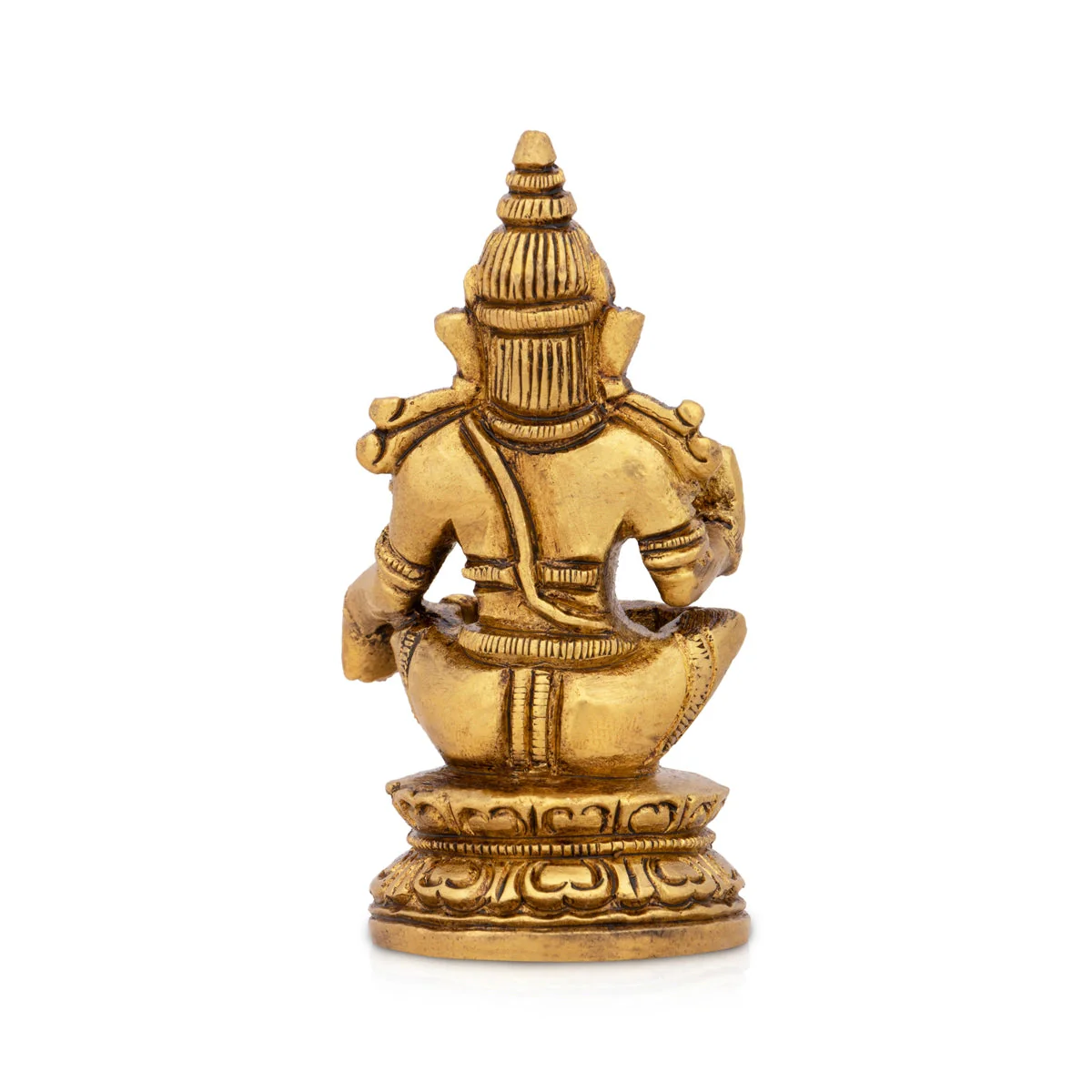 Ayyappa Idol Sitting On Base - 3.25 x 1.5 Inches | Antique Brass Idol/ Ayyappan Statue for Pooja - Image 2