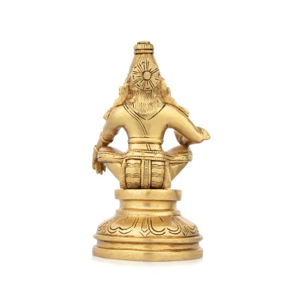 Ayyappa Idol Sitting On Base - 8.5 x 5 Inches | Antique Brass Idol/ Ayyappan Statue for Pooja - Image 4