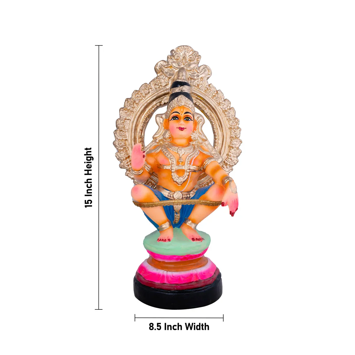 Ayyappan Paper Mache Golu Bommai - 15 x 8.5 Inches | Giri Golu Doll/ Navaratri Golu Bomma/Gombe/Bommai - Image 5