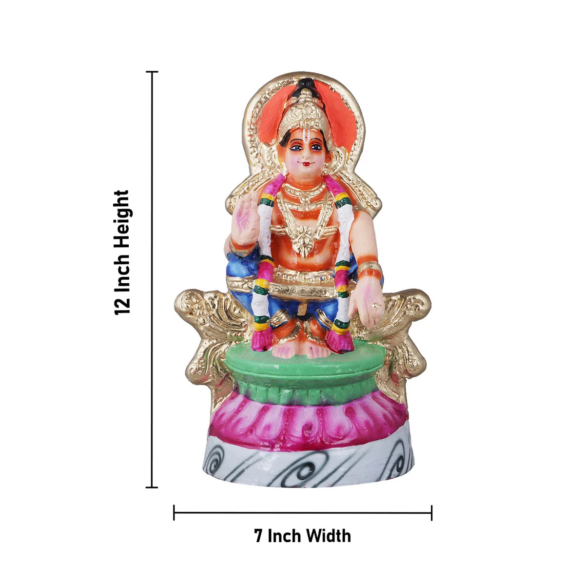 Ayyappan Statue Paper Mache Golu Bommai - 12 x 7 Inches | Giri Golu Doll/ Navaratri Golu Bomma/Gombe/Bommai - Image 5
