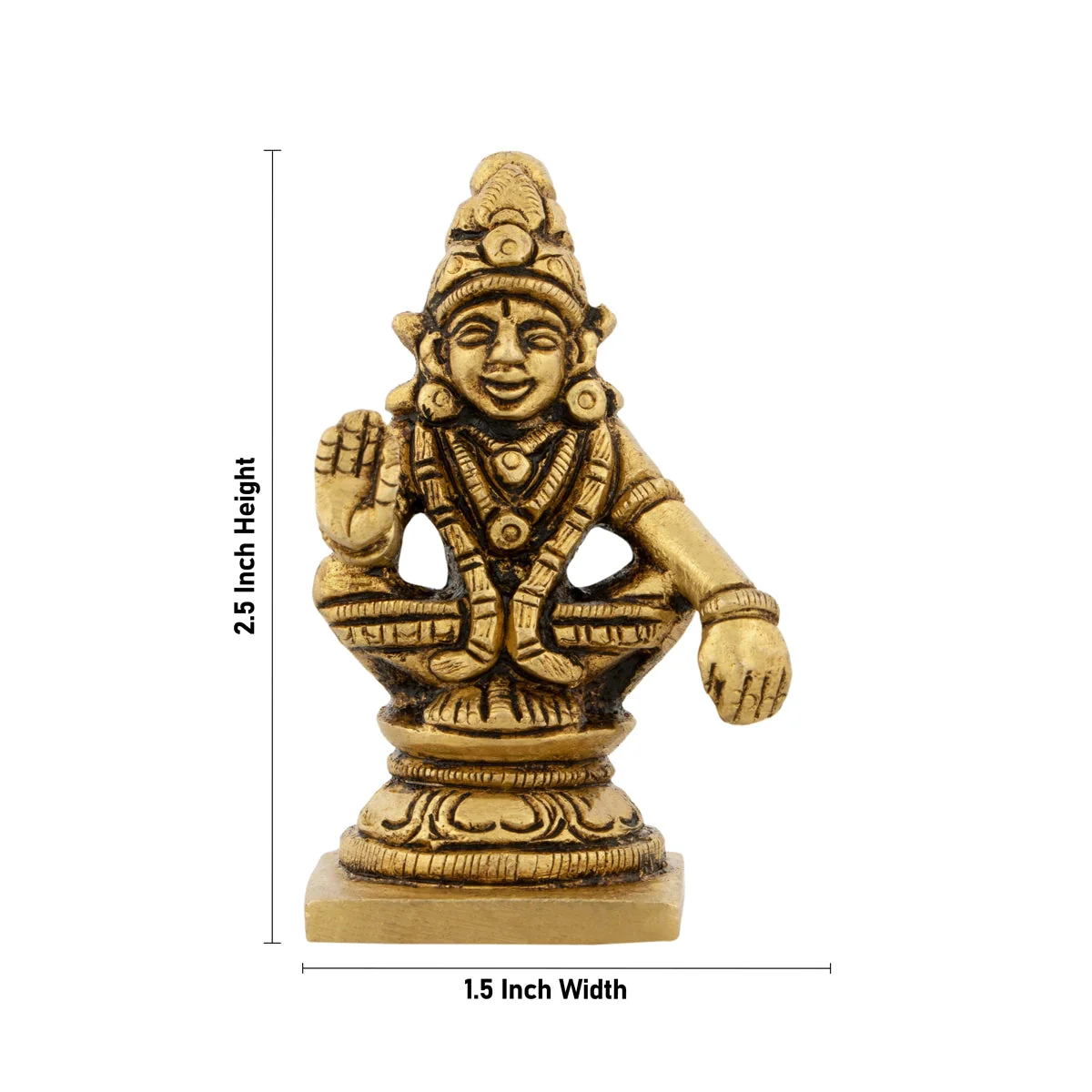 Ayyappan Statue Sitting On Base - 2.5 x 1.5 Inches | Ayyappa Idol/ Antique Brass Idol for Pooja - Image 4