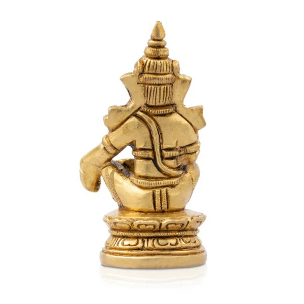 Ayyappan Statue Sitting On Base - 2.75 X 1.5 Inches | Antique Brass Idol/ Lord Ayyappa Murti For Pooja - Image 5
