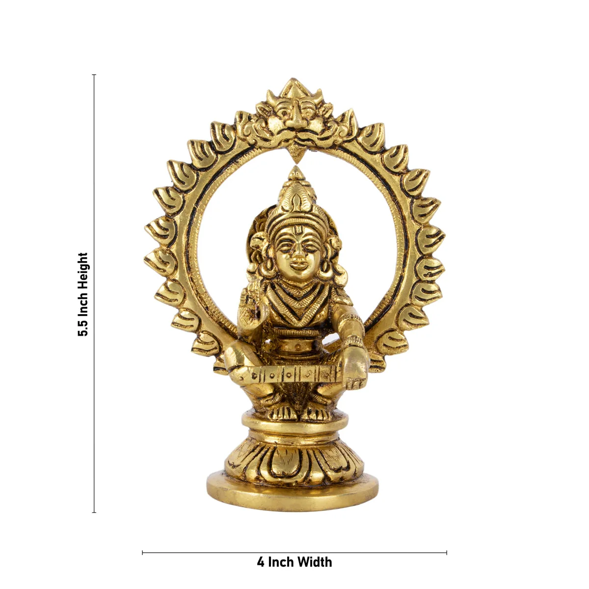 Ayyappan Statue With Arch - 5.5 X 4 Inches | Ayyappa Idol/ Antique Brass Idol For Pooja - Image 4