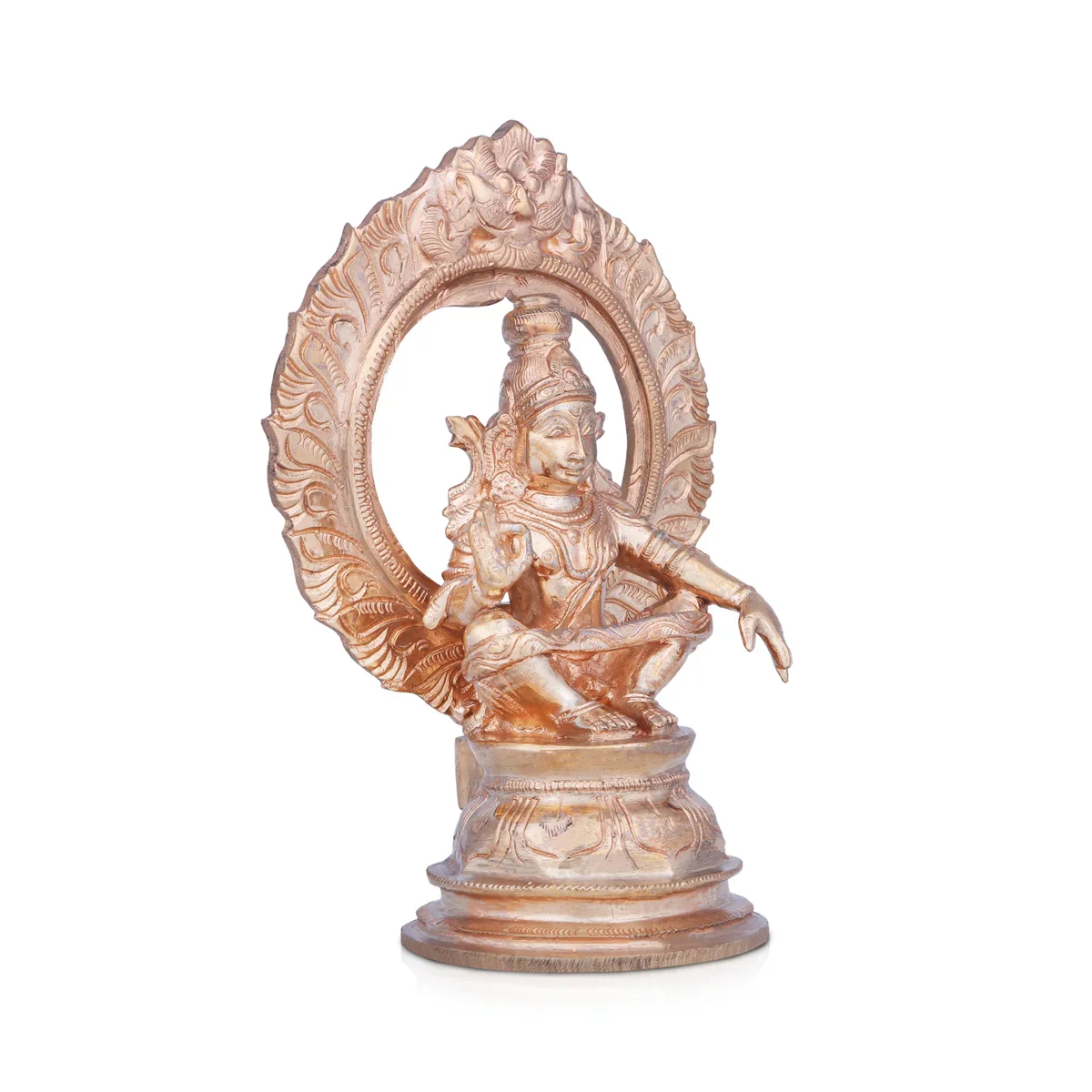 Ayyappan Statue With Arch - 6 x 4.5 Inches | Panchaloha Idol/ Ayyappan Idol/ Ayyappa Vigraham for Pooja/ 800 Gms Approx - Image 3