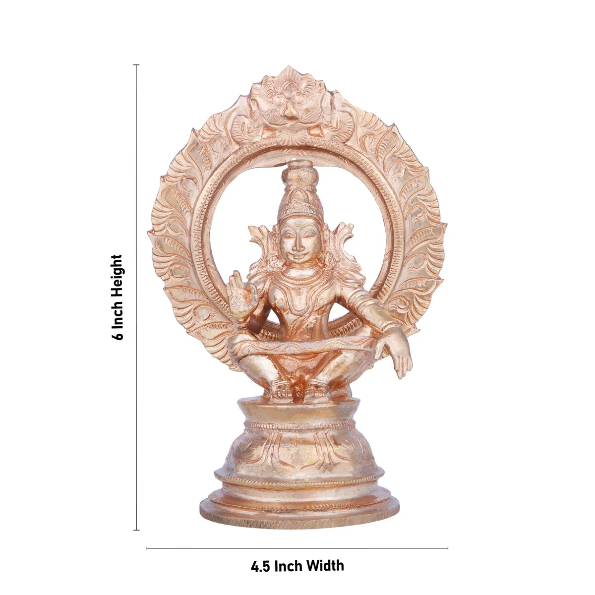 Ayyappan Statue With Arch - 6 x 4.5 Inches | Panchaloha Idol/ Ayyappan Idol/ Ayyappa Vigraham for Pooja/ 800 Gms Approx - Image 5