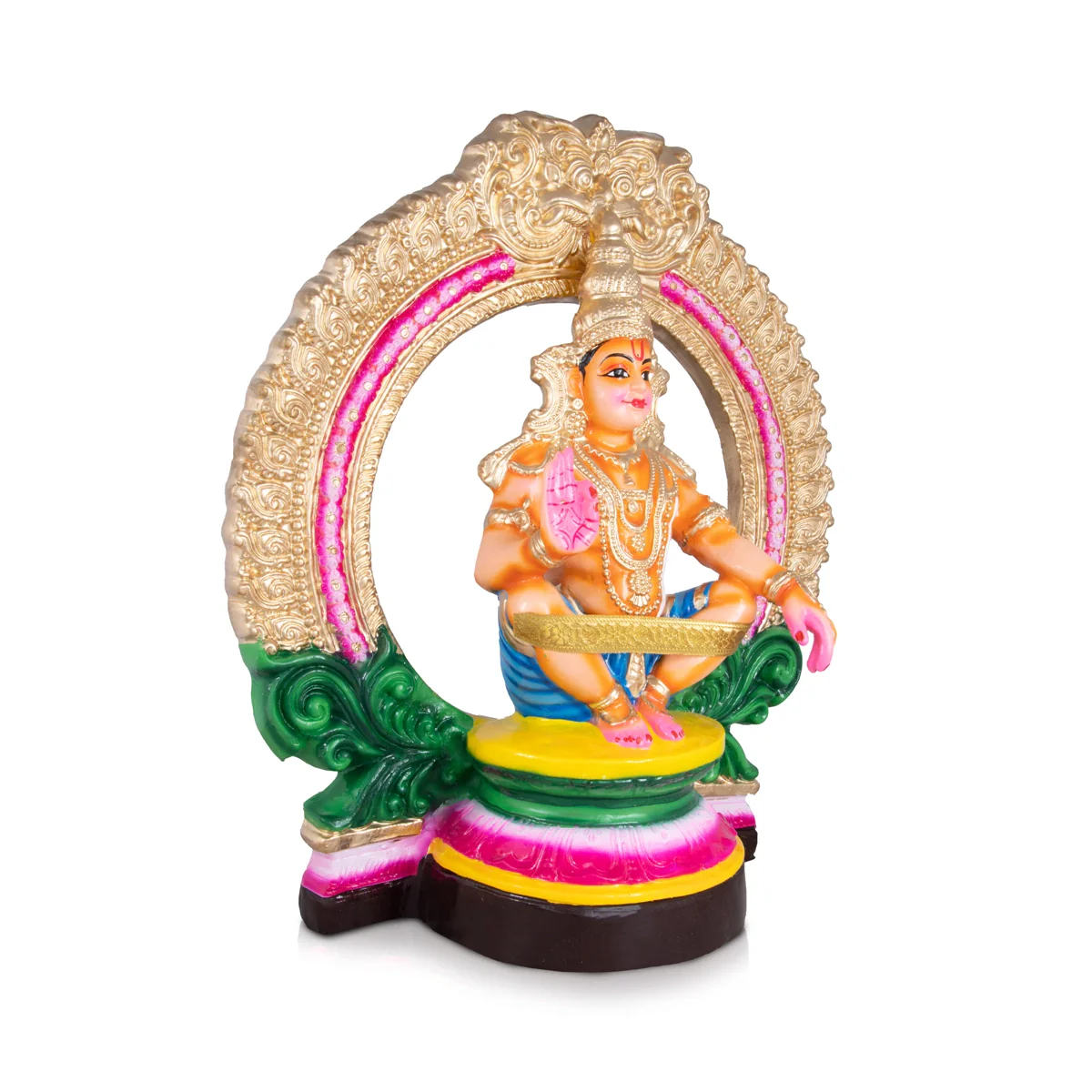 Ayyappan with Arch Paper Mache Golu Bommai - 18 x 10 Inches | Giri Golu Doll/ Navaratri Golu Bomma/Gombe - Image 3