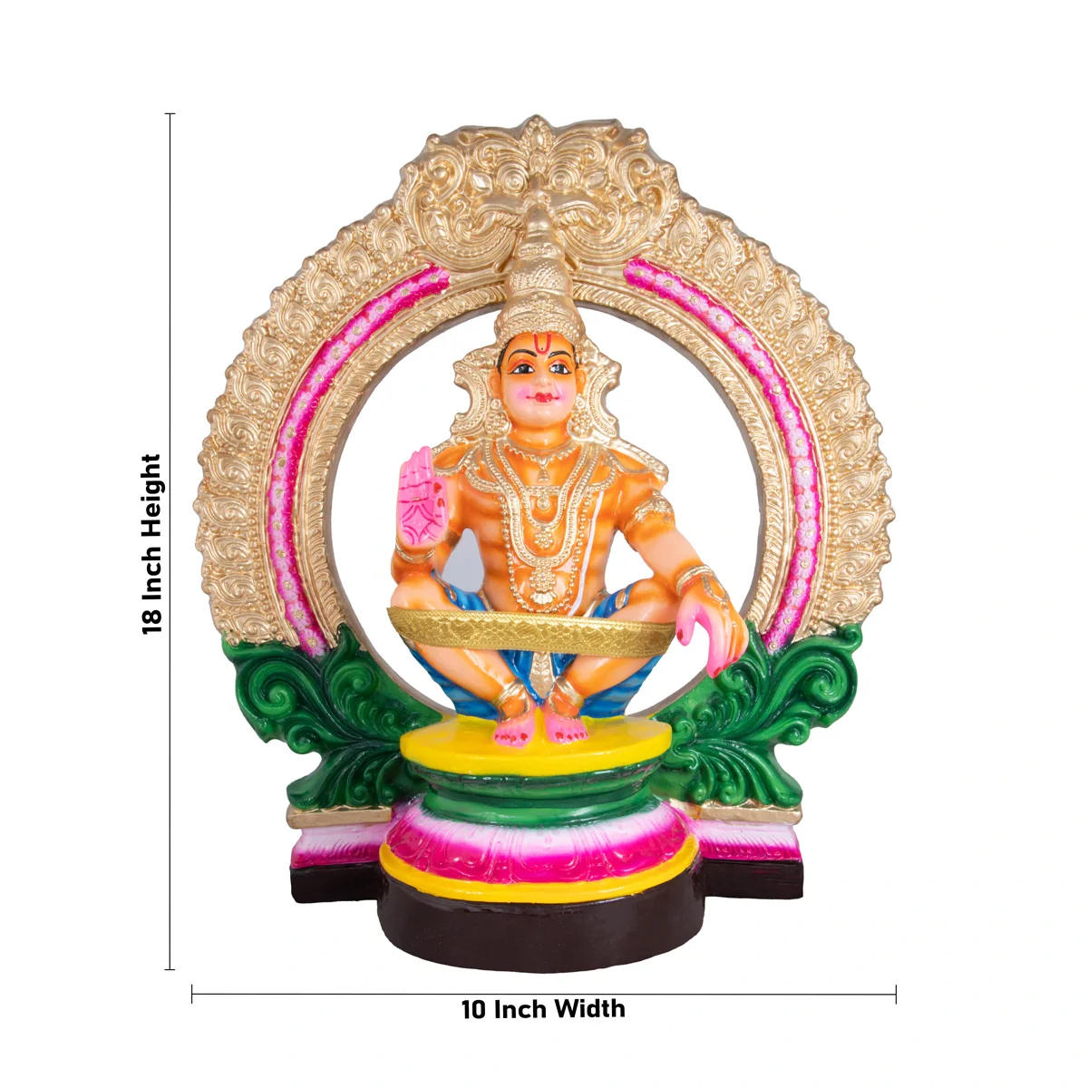 Ayyappan with Arch Paper Mache Golu Bommai - 18 x 10 Inches | Giri Golu Doll/ Navaratri Golu Bomma/Gombe - Image 4