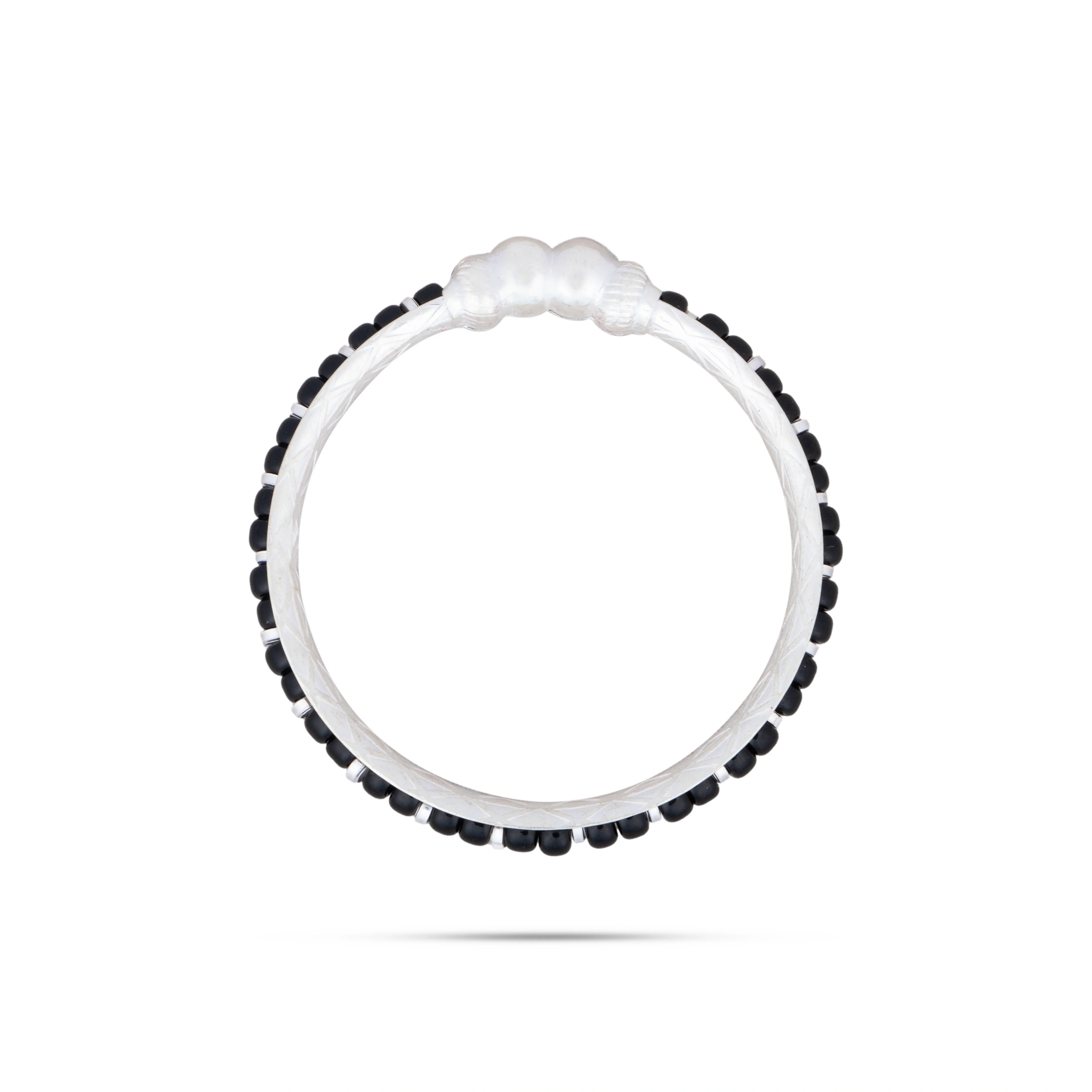Baby Bangle with Black Beads | Silver Kids Bangle/ Jewellery for Childrens/ 15.47 Gms Approx - Image 2