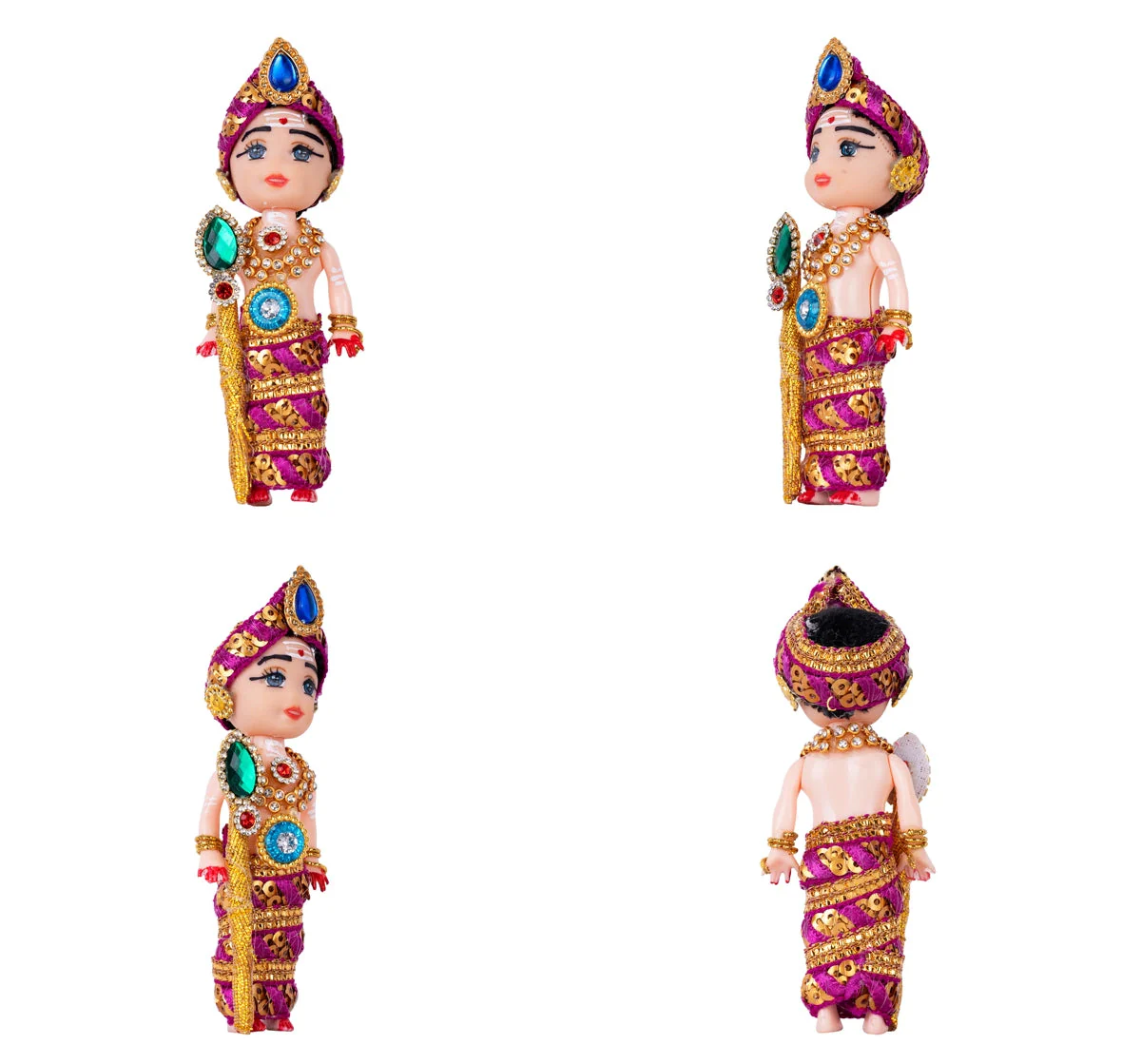 Baby Murugan Statue With Vel- 4.5 X 1.5 Inches | Multicolour Stone Murugan Silai/Plastic Kartikeya Statue For Pooja - Image 2