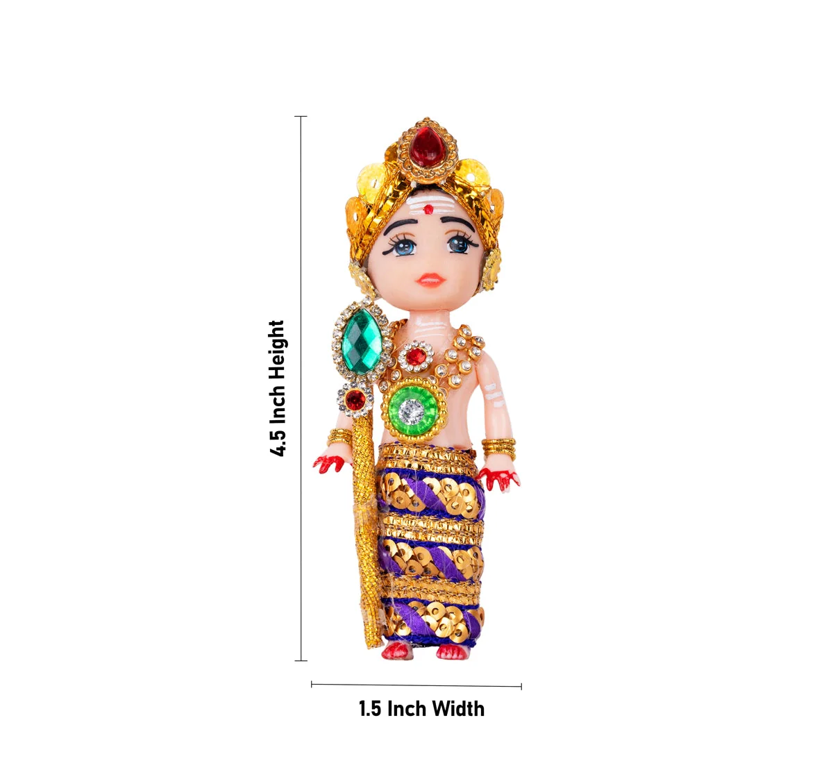 Baby Murugan Statue With Vel- 4.5 X 1.5 Inches | Multicolour Stone Murugan Silai/Plastic Kartikeya Statue For Pooja - Image 3