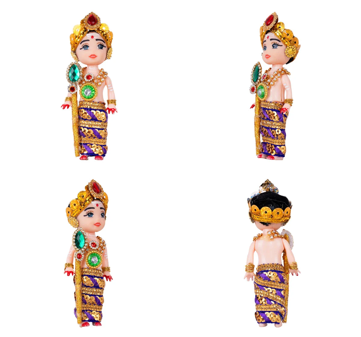 Baby Murugan Statue With Vel- 4.5 X 1.5 Inches | Multicolour Stone Murugan Silai/Plastic Kartikeya Statue For Pooja - Image 4