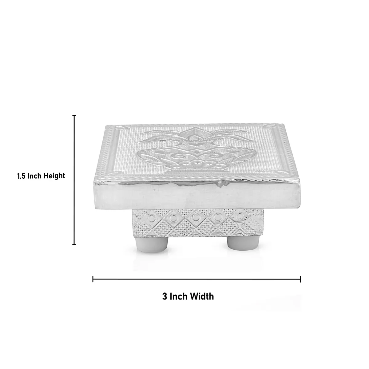 Bajot - 1.5 x 3 x 3 Inches | Silver Chowki/ Manai Palagai for Pooja/ 70 Gms Approx - Image 4