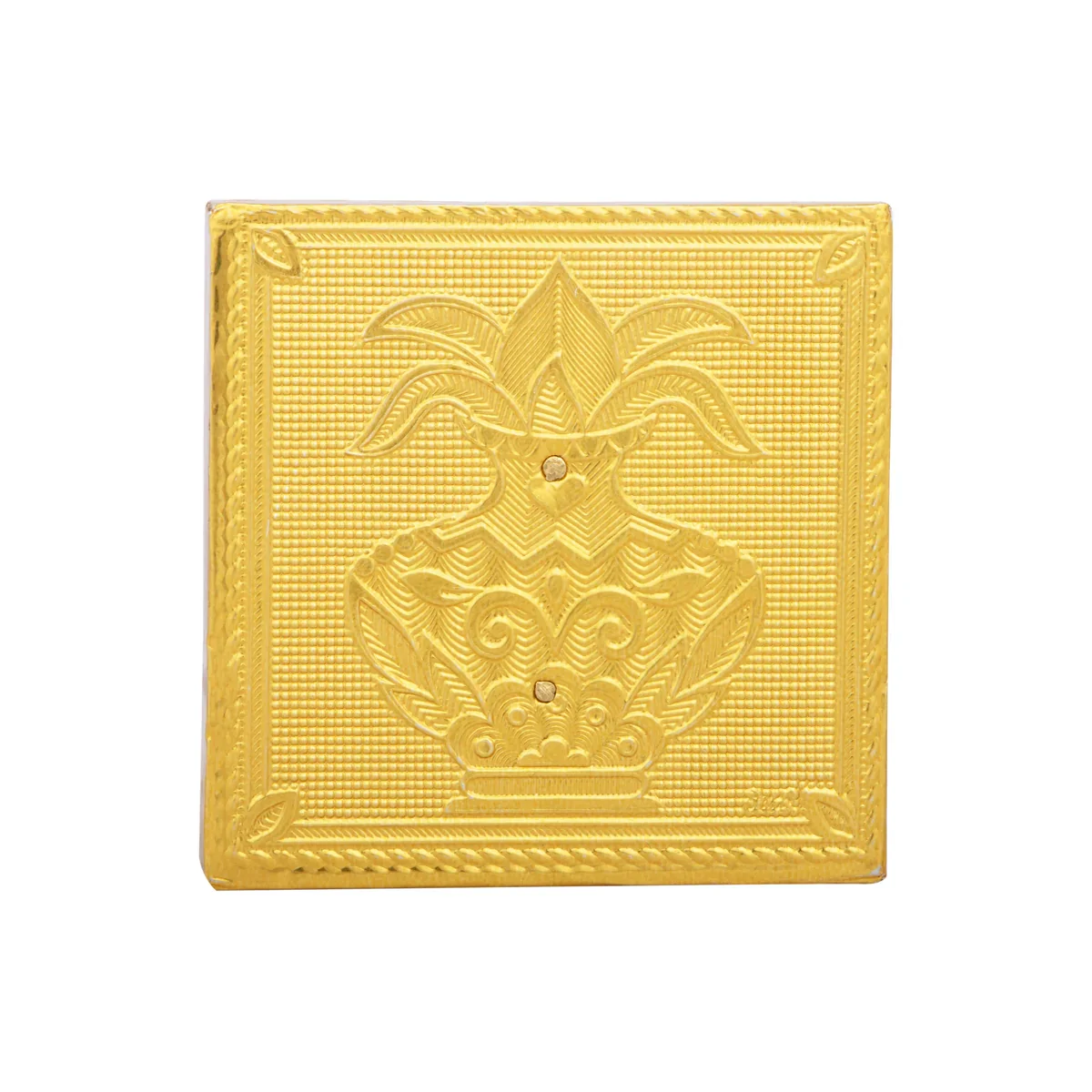 Bajot - 1.5 x 3 x 3 Inches | Wooden Manai/ Gold Polish Meenakari Design Chowki for Pooja - Image 3