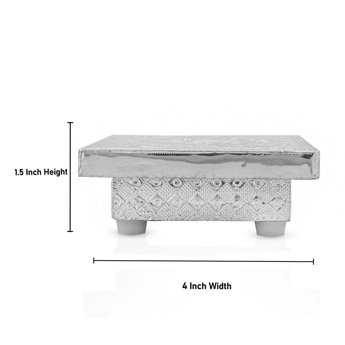 Bajot - 1.5 x 4 Inches | Silver Chowki/ Manai Palagai for Pooja/ 140 Gms Approx - Image 4