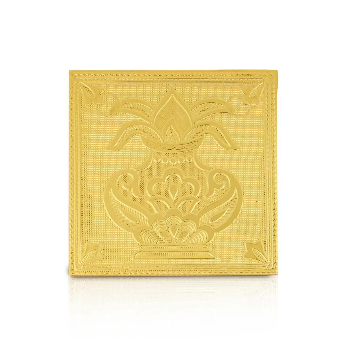 Bajot - 1.5 x 4 x 4 Inches | Wooden Manai/ Chowki/ Gold Polish Patla for Pooja - Image 3