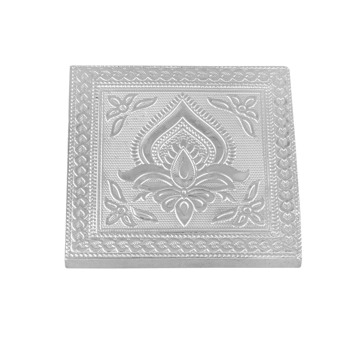 Bajot - 1.5 x 5 x 5 Inches | Silver Chowki/ Manai Palagai for Pooja/ 250 Gms Approx - Image 2