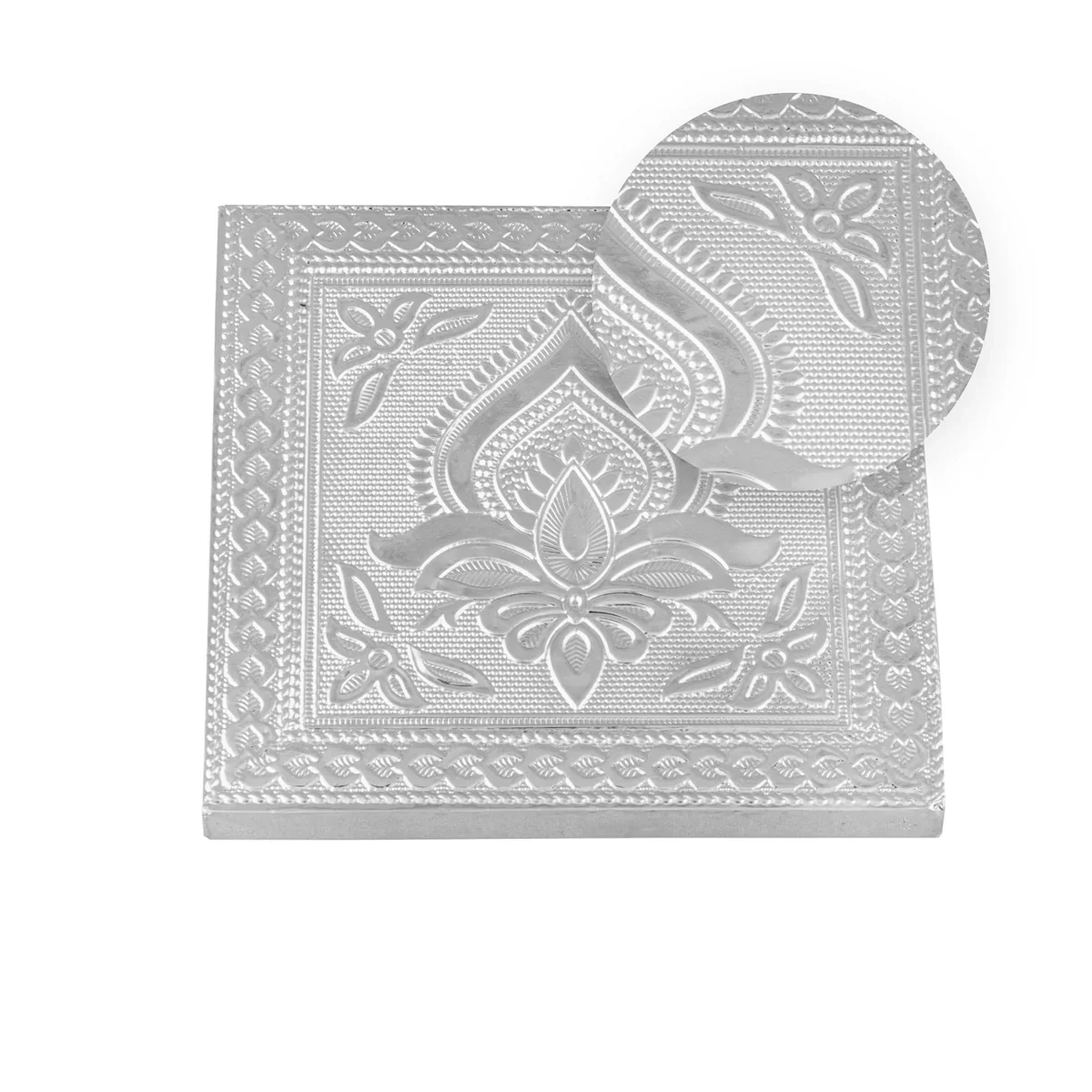Bajot - 1.5 x 5 x 5 Inches | Silver Chowki/ Manai Palagai for Pooja/ 250 Gms Approx - Image 3