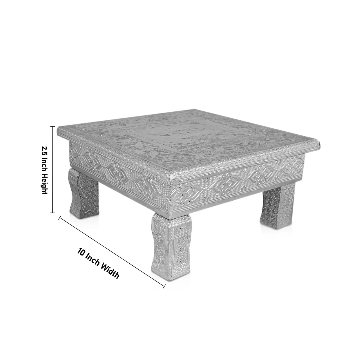 Bajot - 2.5 x 10 x 10 Inches | Silver Chowki/ Manai Palagai for Pooja/ 1.550 Kgs Approx - Image 4