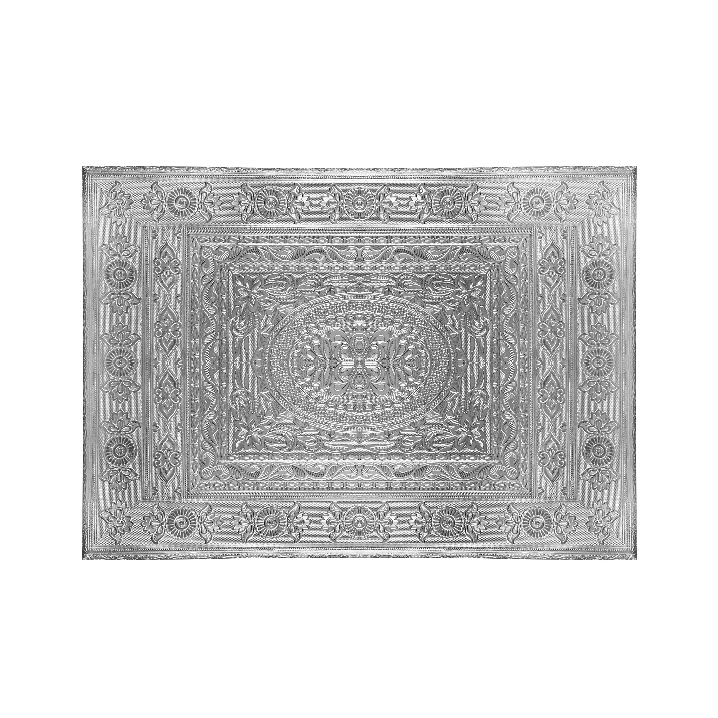 Bajot - 2.5 x 21 x 15 Inches | Silver Polish Chowki/ Manai Palagai for Pooja/ 2.905 Kgs Approx - Image 2
