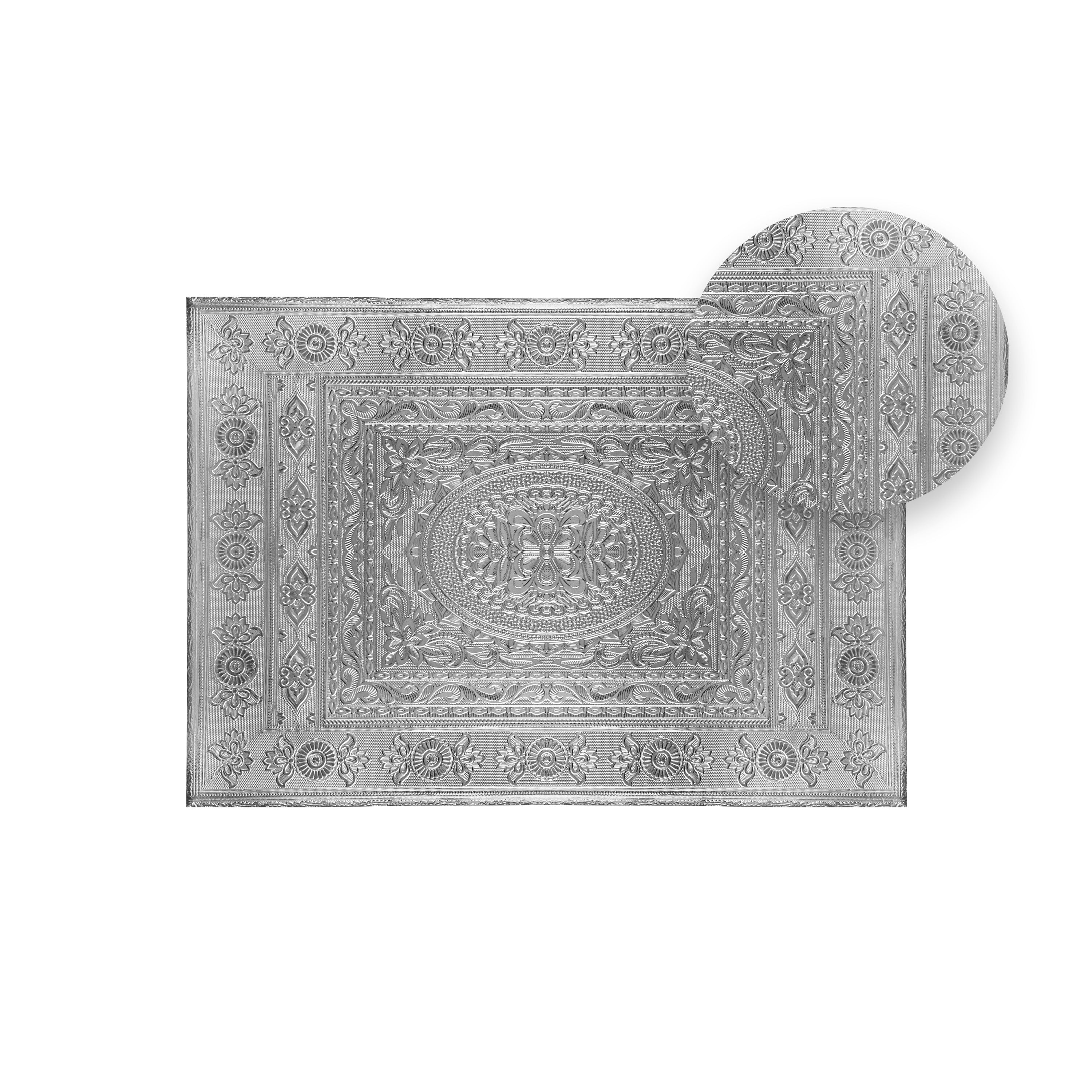 Bajot - 2.5 x 21 x 15 Inches | Silver Polish Chowki/ Manai Palagai for Pooja/ 2.905 Kgs Approx - Image 4
