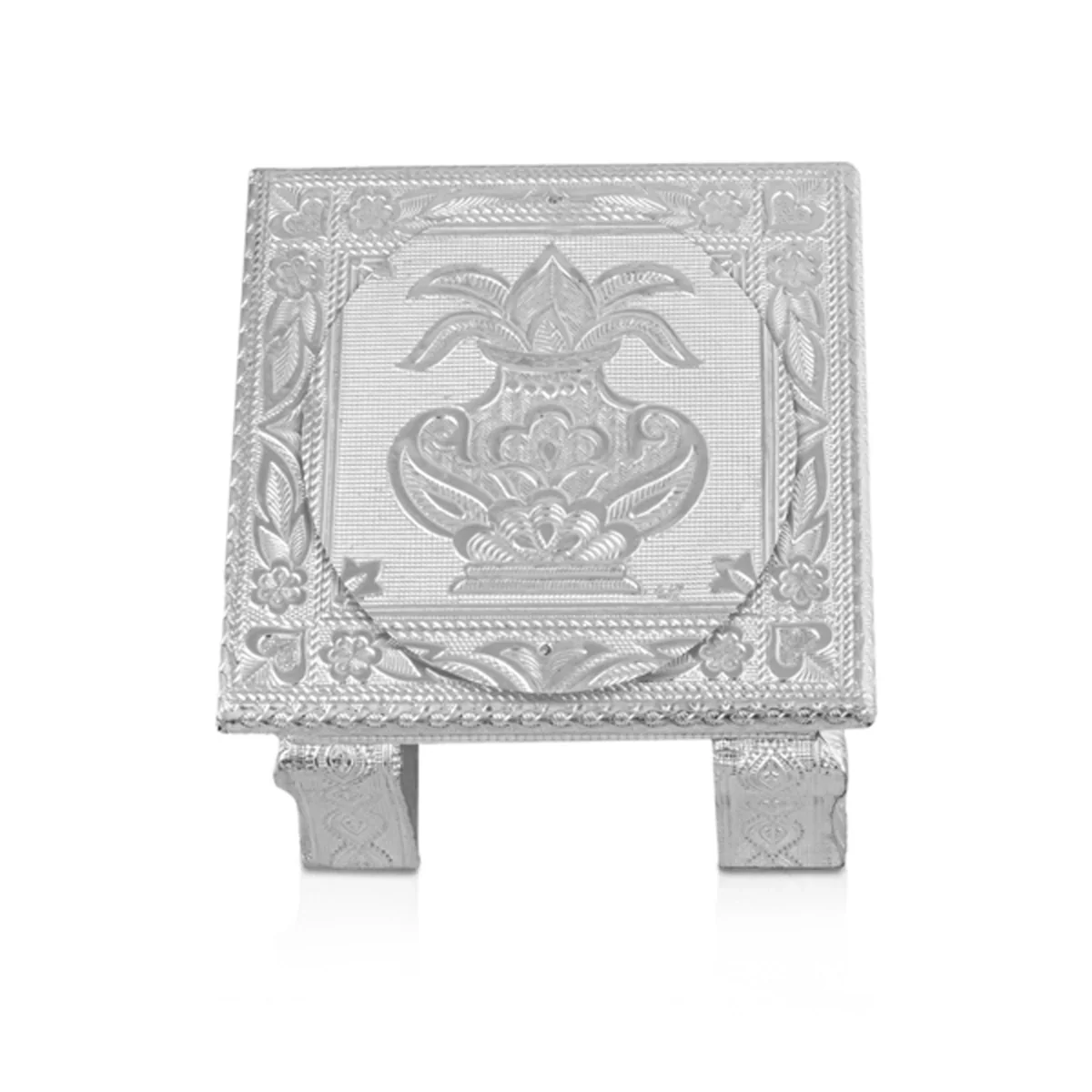 Bajot - 8 x 8 x 8 Inches | Silver Chowki/ Manai Palagai for Pooja/ 1.080 Kgs Approx - Image 3