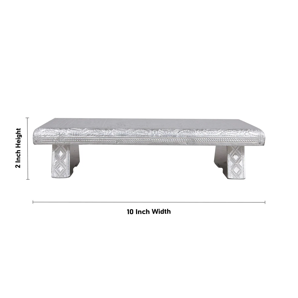 Bajot - 2 x 10 x 5 Inches | Silver Polish Chowki/ Manai Palagai for Pooja/ 460 Gms Approx - Image 2