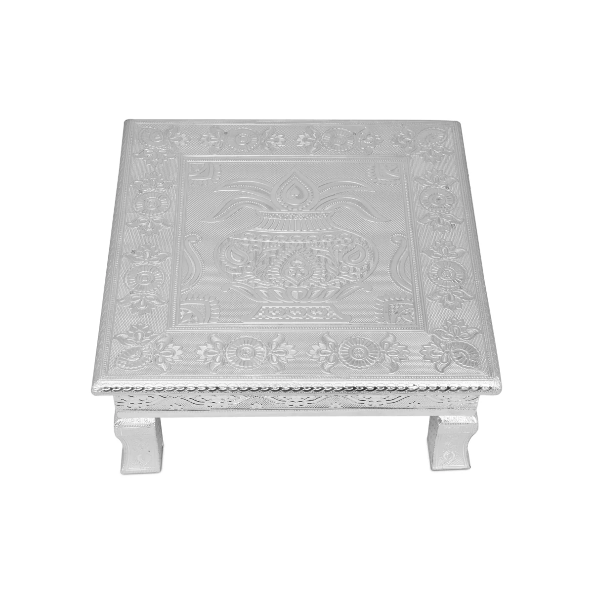 Bajot - 2 x 12 x 12 Inches | Silver Chowki/ Manai Palagai for Pooja/ 1.740 Kgs Approx - Image 3